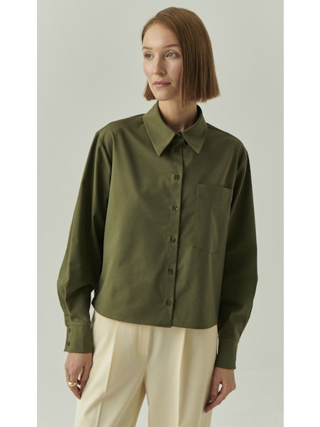 Ex8006 Khaki Green Button Top