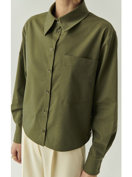 Ex8006 Khaki Green Button Top