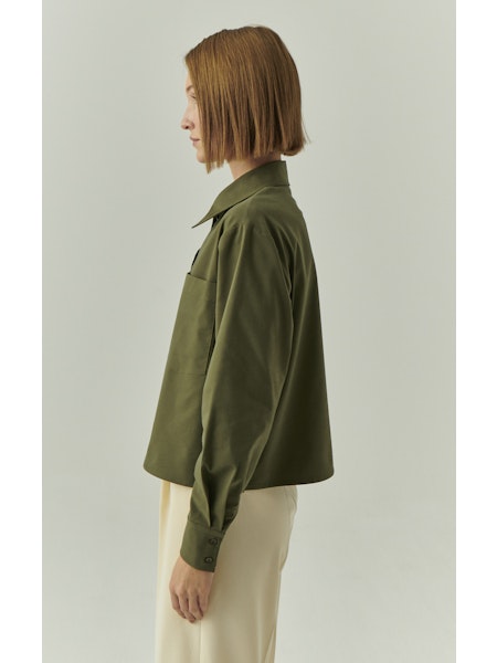 Ex8006 Khaki Green Button Top