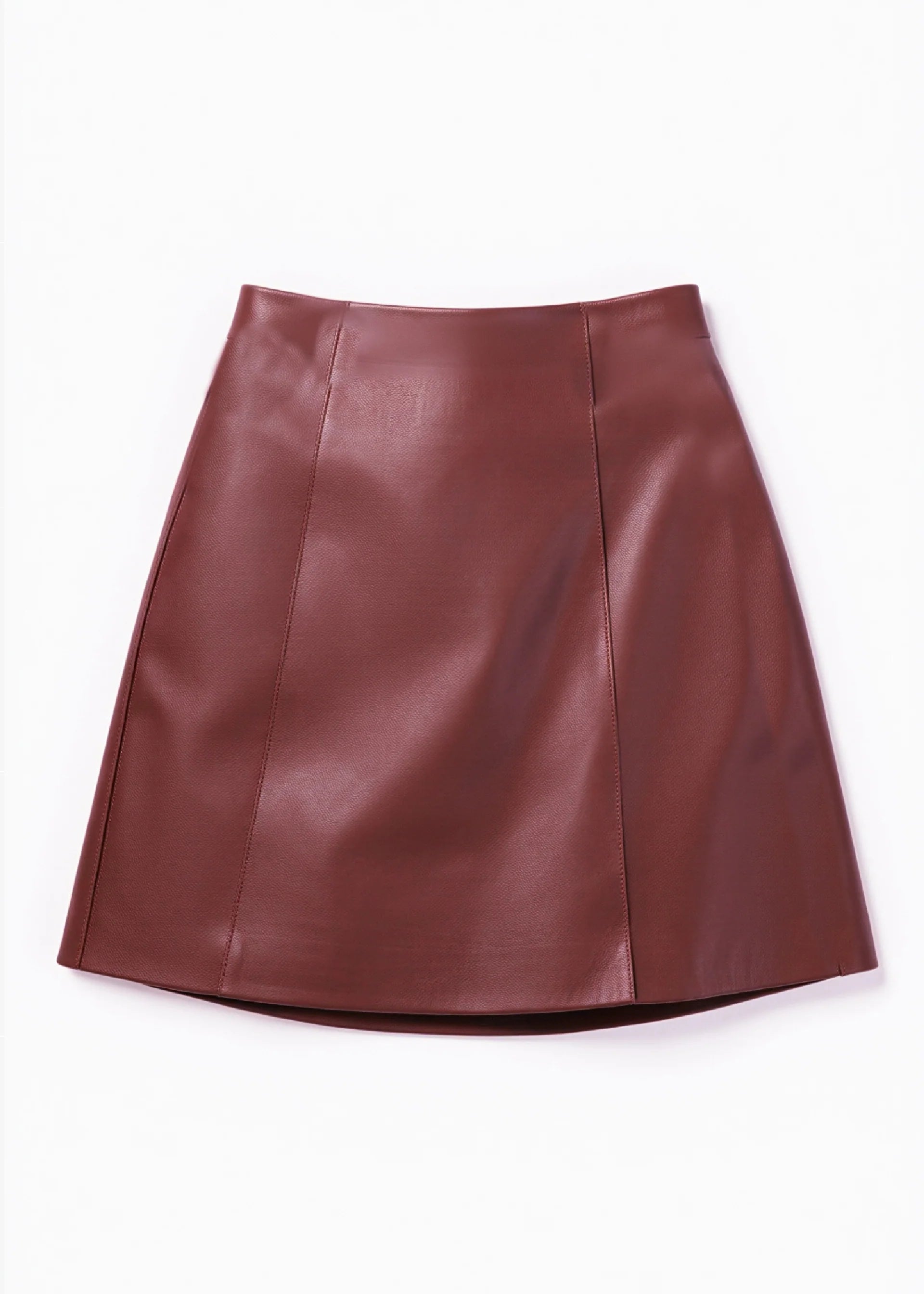 Cak09 Wine Leather Mini Skirt