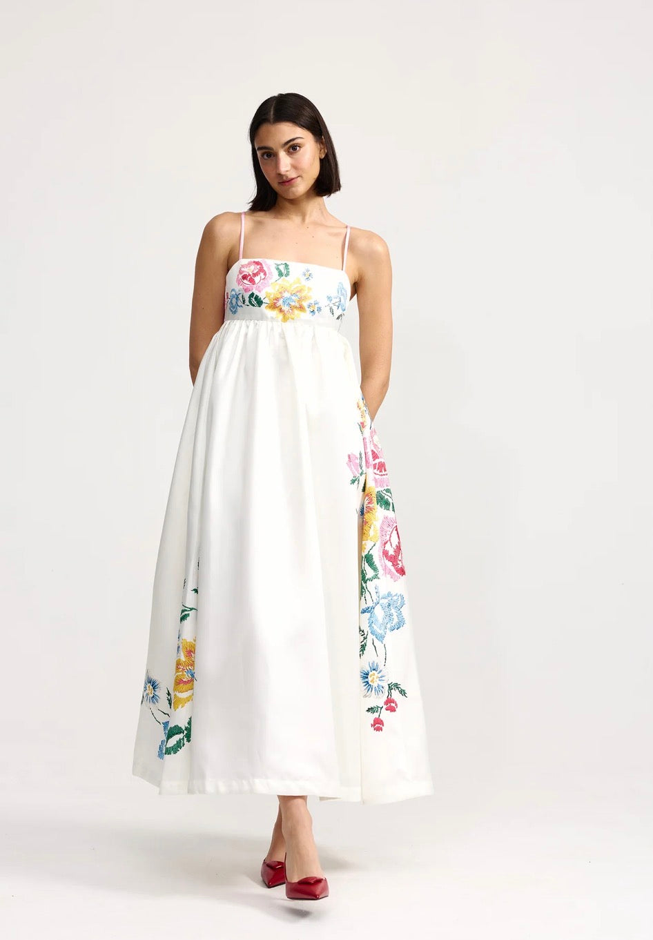 As12647 Floral Babydoll Maxi Dress