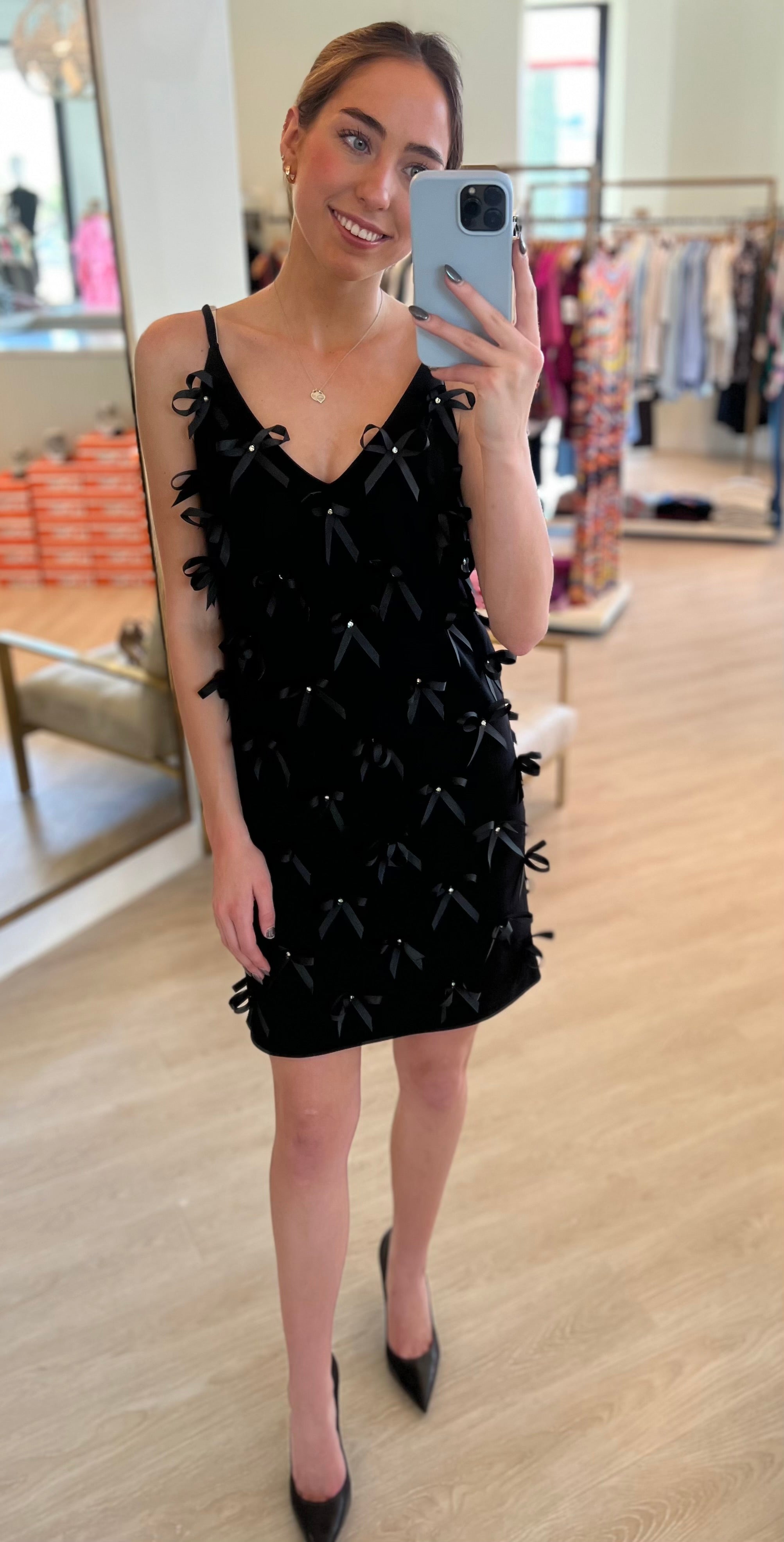 Em0151 Ribbon Bow Mini Dress