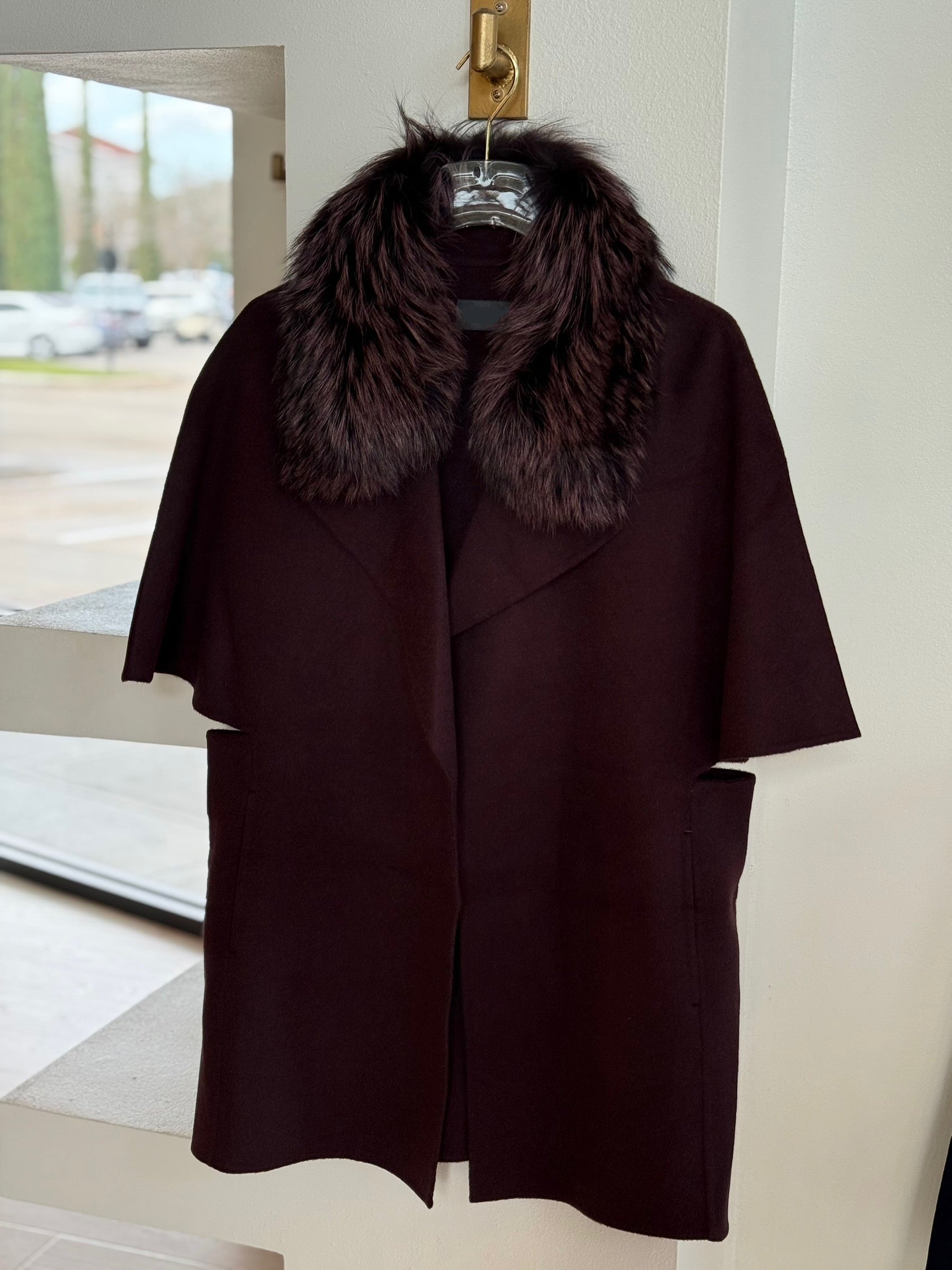 Di9049 Fur Collar Jacket - Cocoa