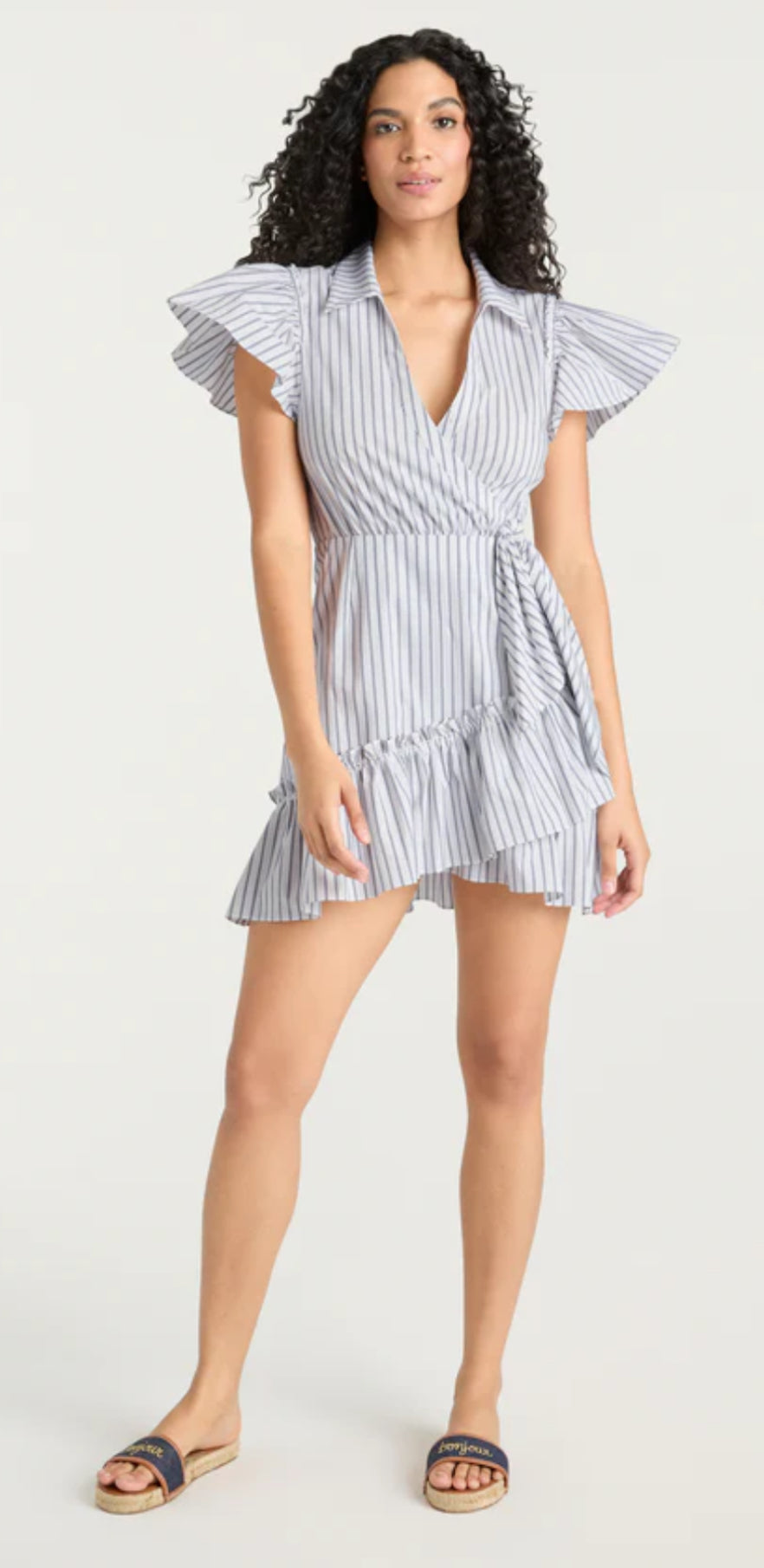 Cizd9723 Striped Wrap Dress