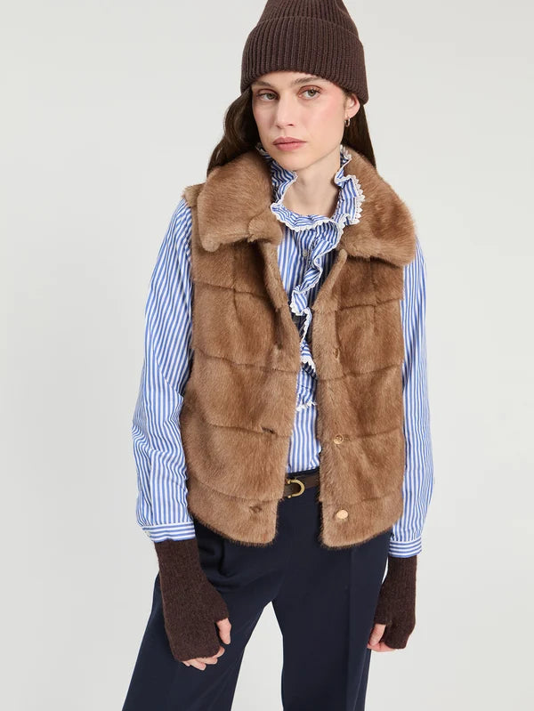 Vi33764 Brown Faux Vest