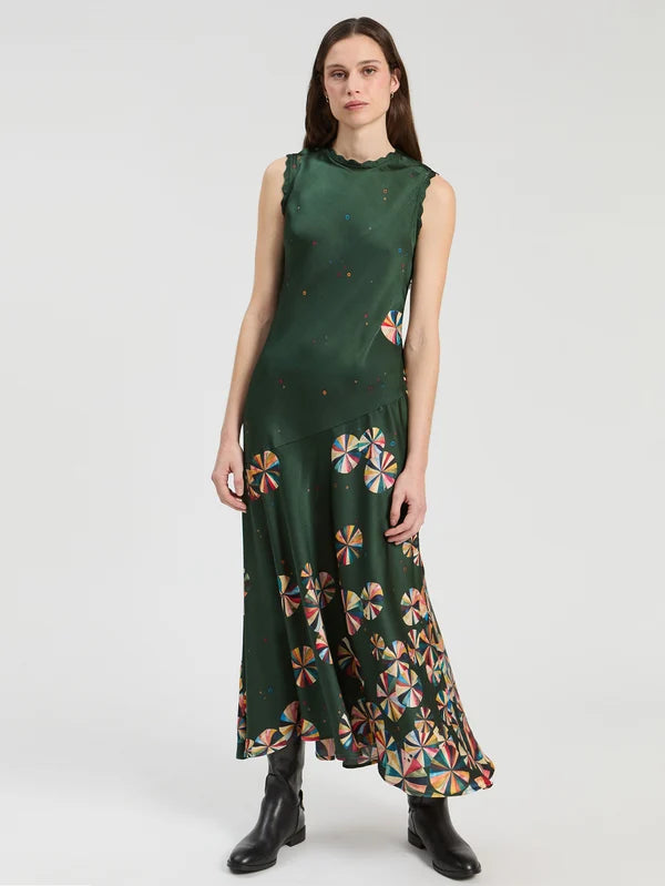 Vi34115 Green Print Maxi Dress
