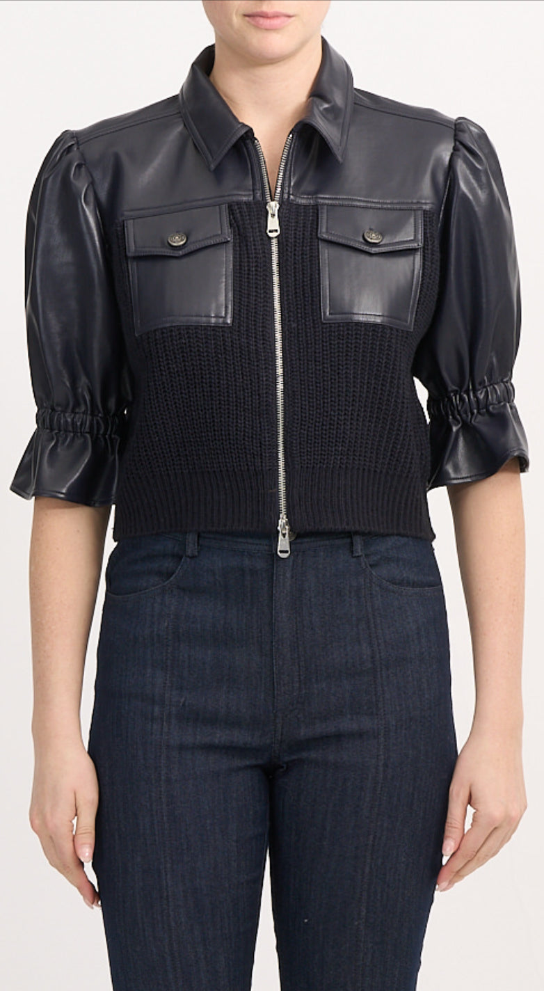 Cizk11528 Navy Knit Combo Jacket