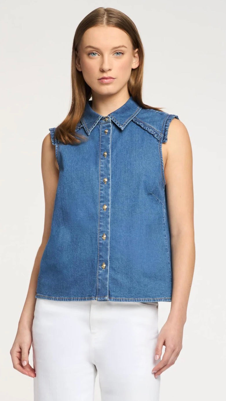 Cizw218277 Denim Sleeveless Top