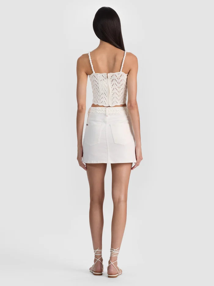 Alcc11318 White Denim Mini Skirt