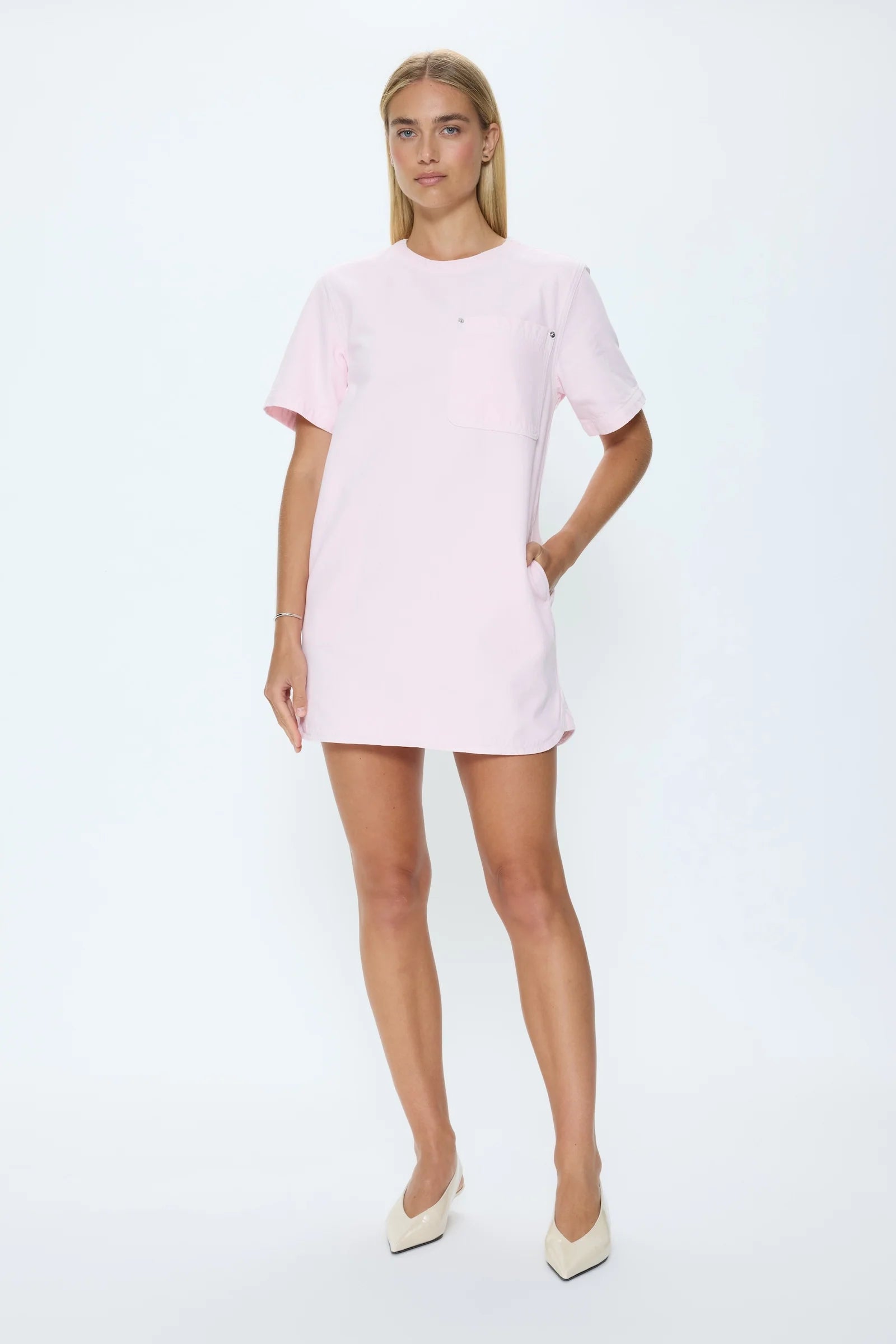 Pip7107 Blush Denim Shift Dress