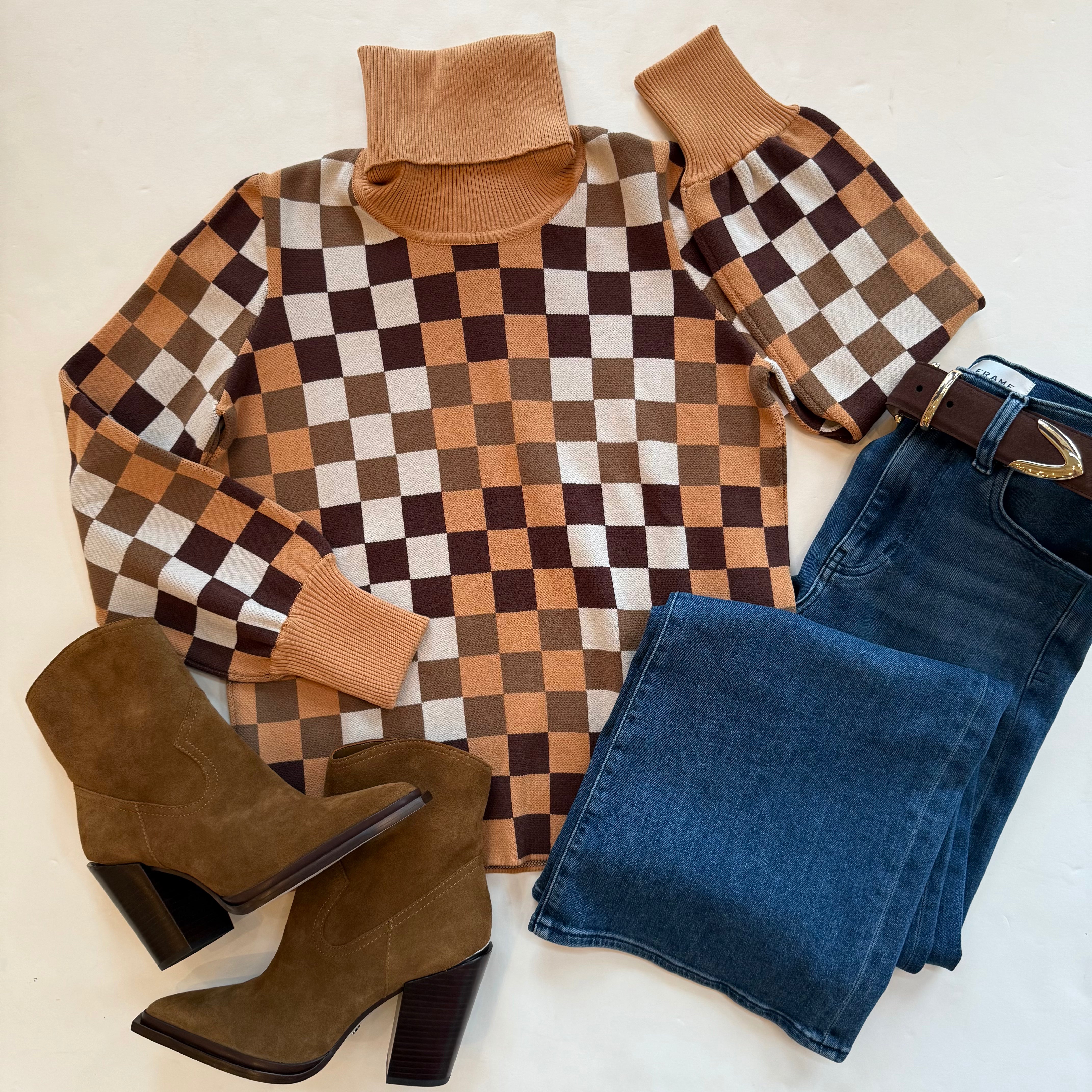 Em511 Checkered Turtleneck