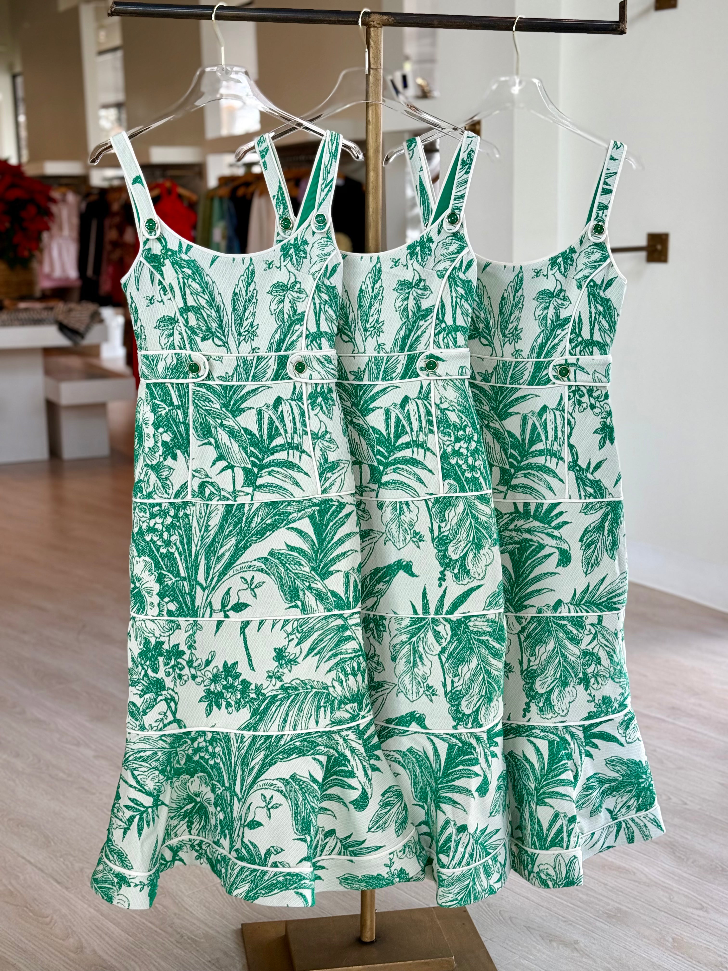 Alkayleen Green Palm Midi Dress