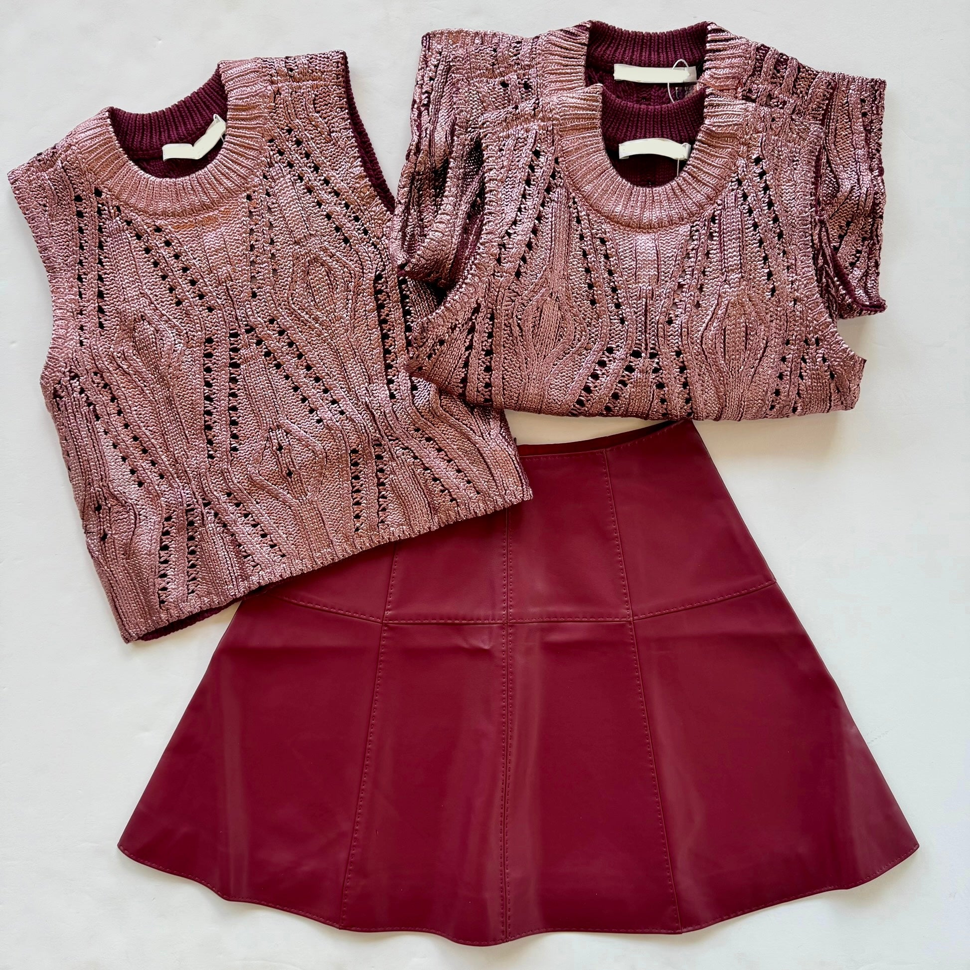Ma159 Marie Oliver Burgundy Mini Skirt