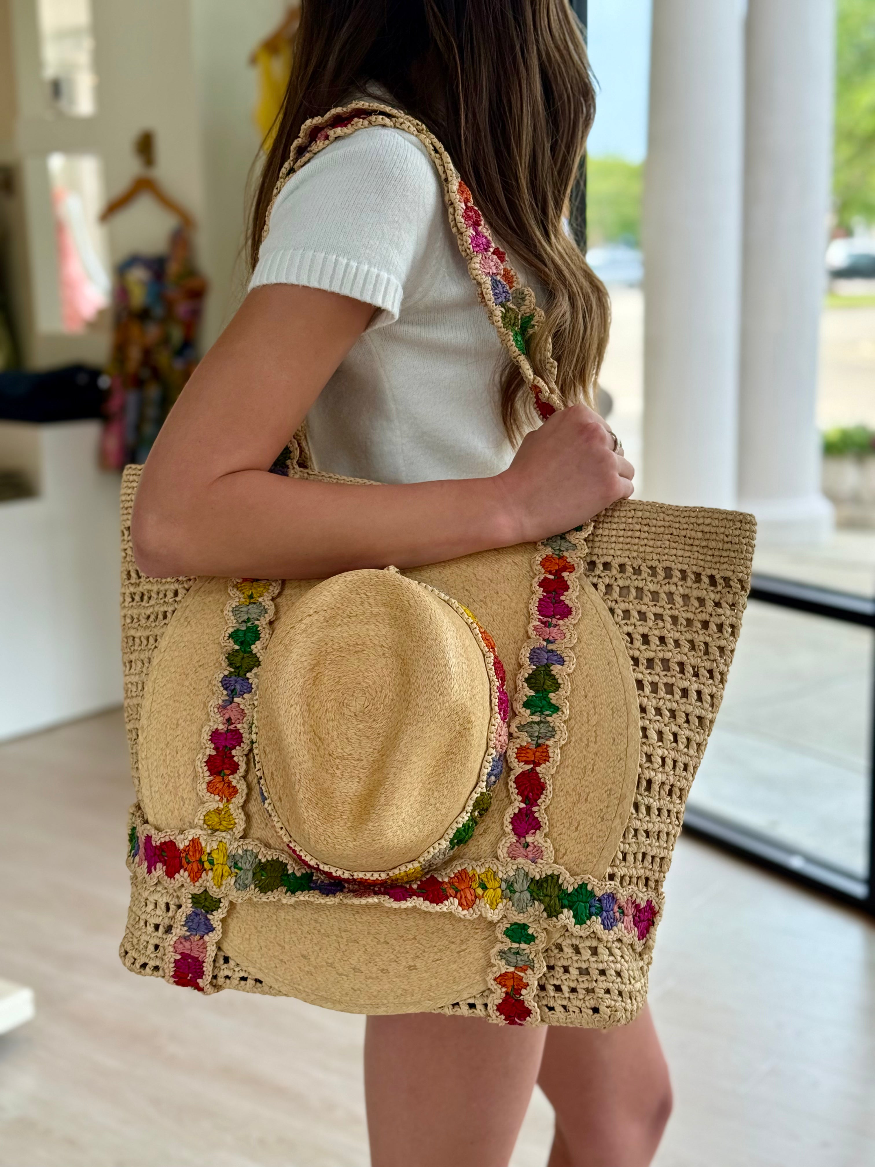 Raffia Beach Bag - Rainbow