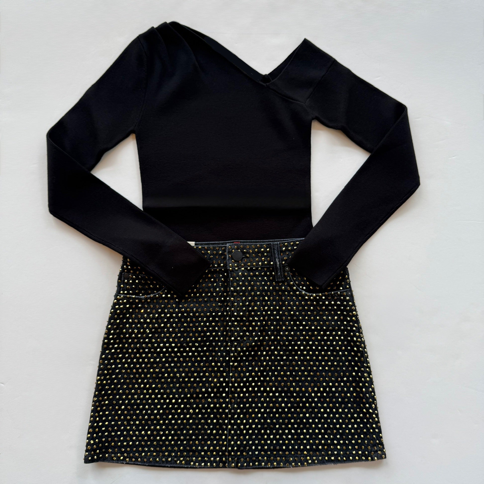 Esimeric Black Knit Asymmetrical Top