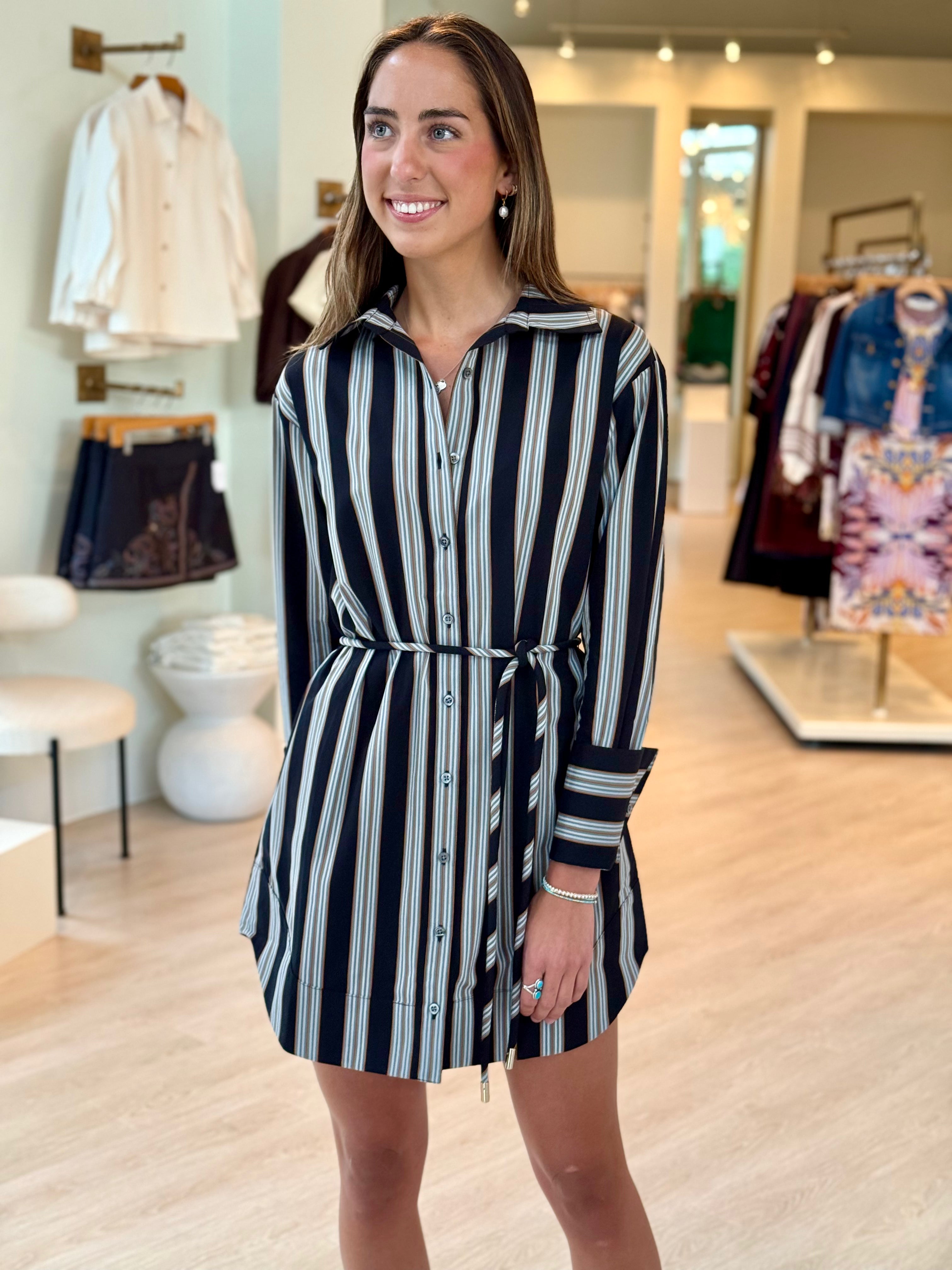 Hed032 Black Stripe Shift Dress