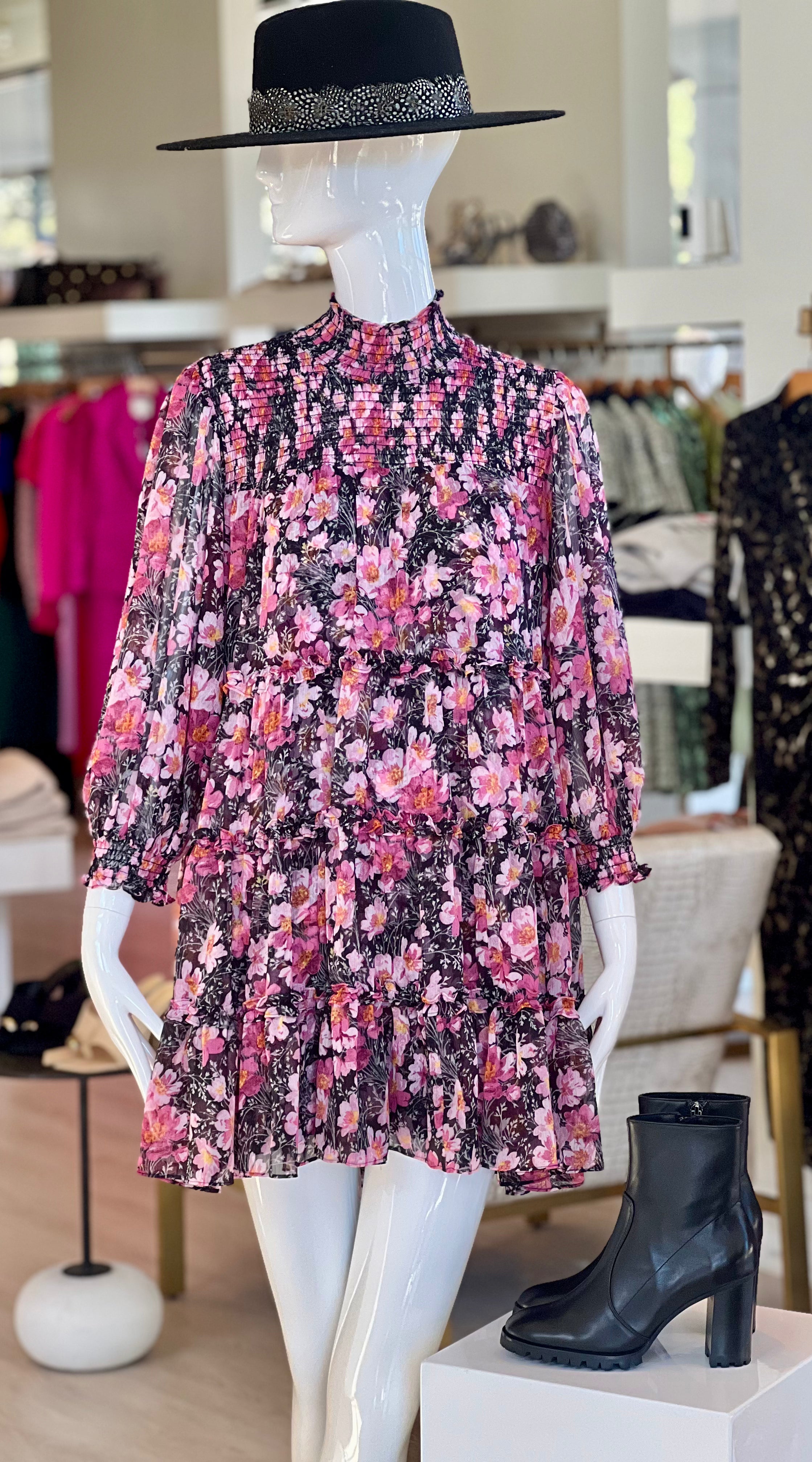 Cizd8938 Cinq a Sept Olive Cosmo Flowers Dress