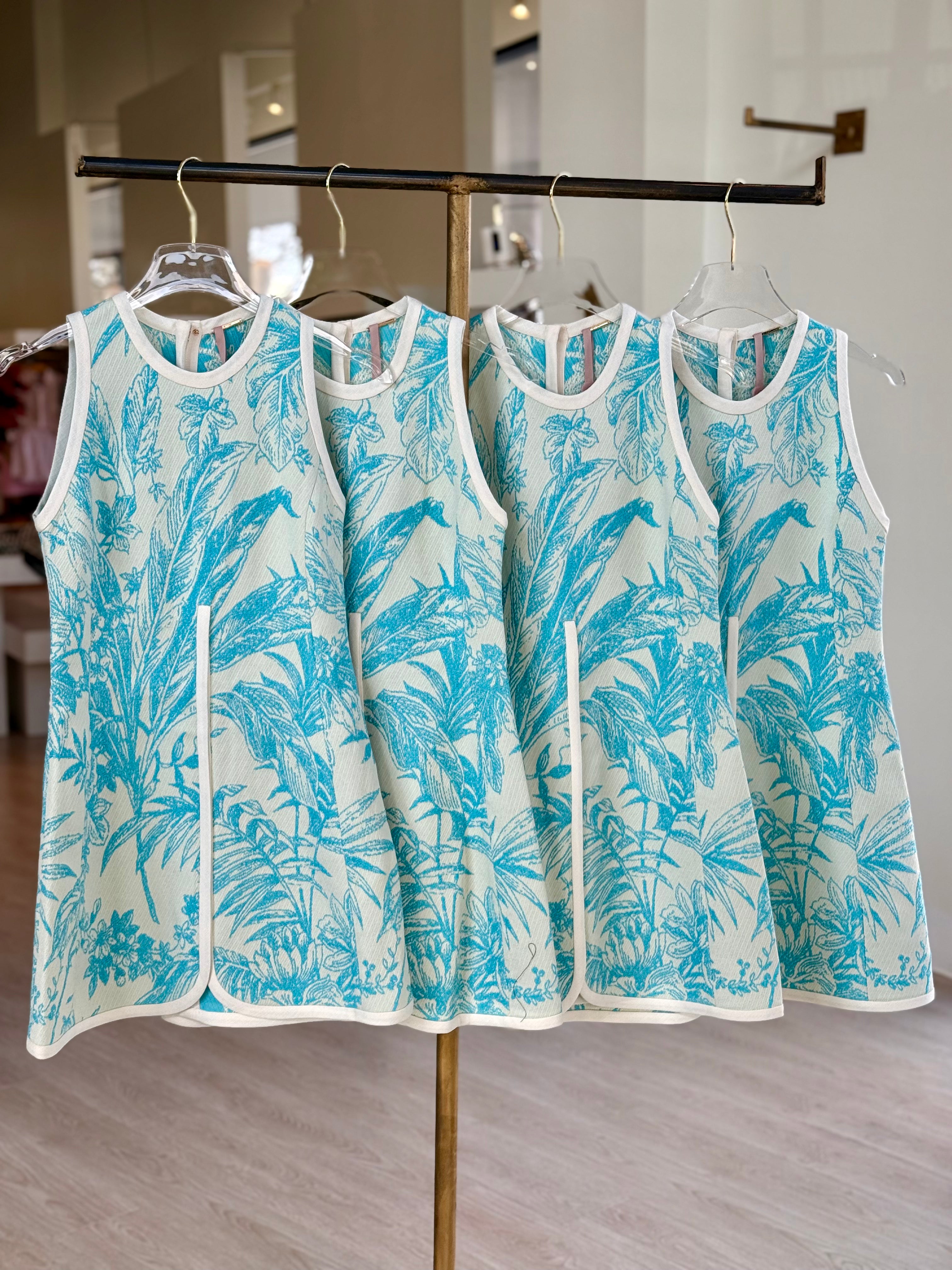 Alhelina Aqua Palm Mini Dress