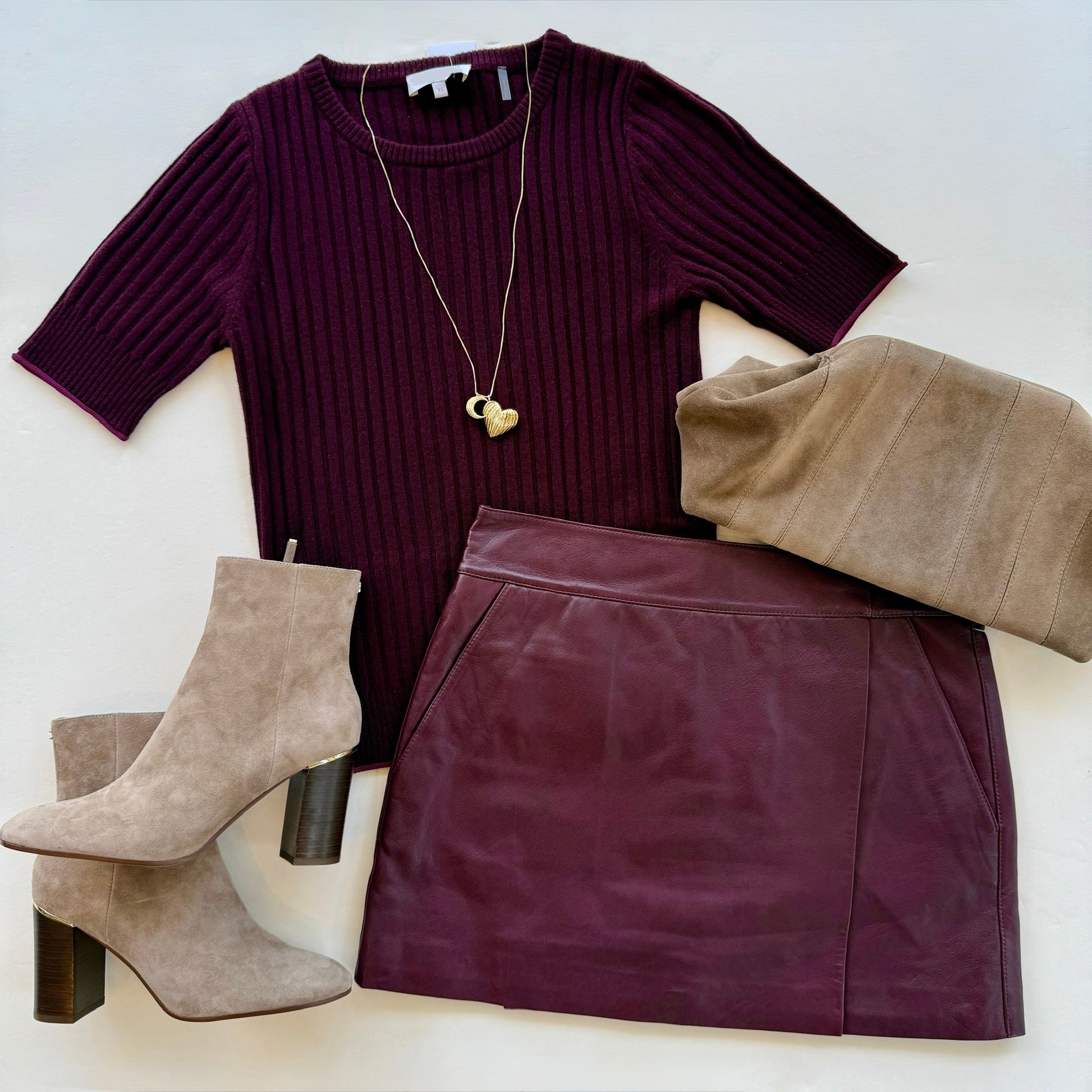 Raa6004 Blackberry Leather Skort