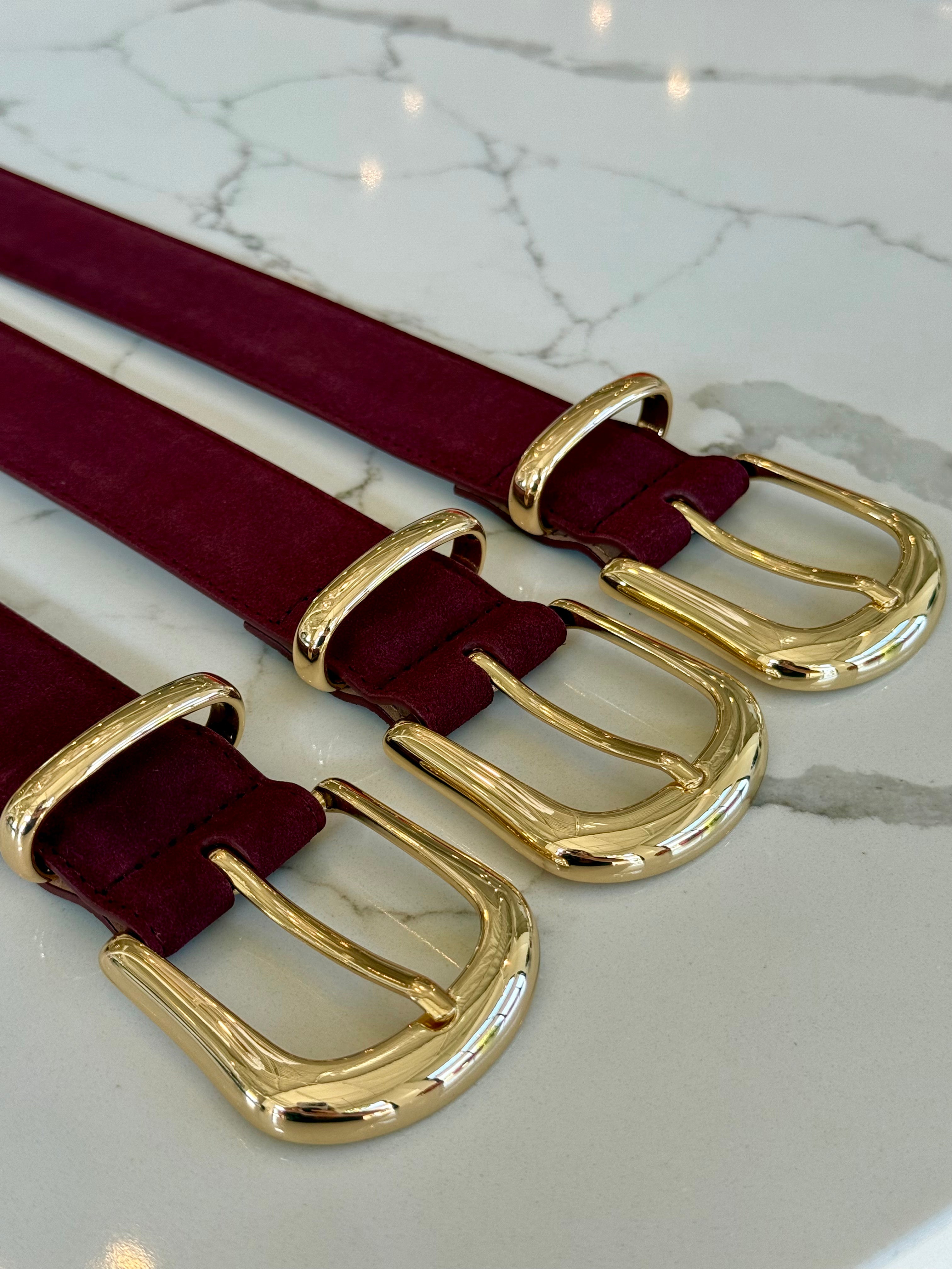 Bebh857 Marc Suede Belt - Burgundy