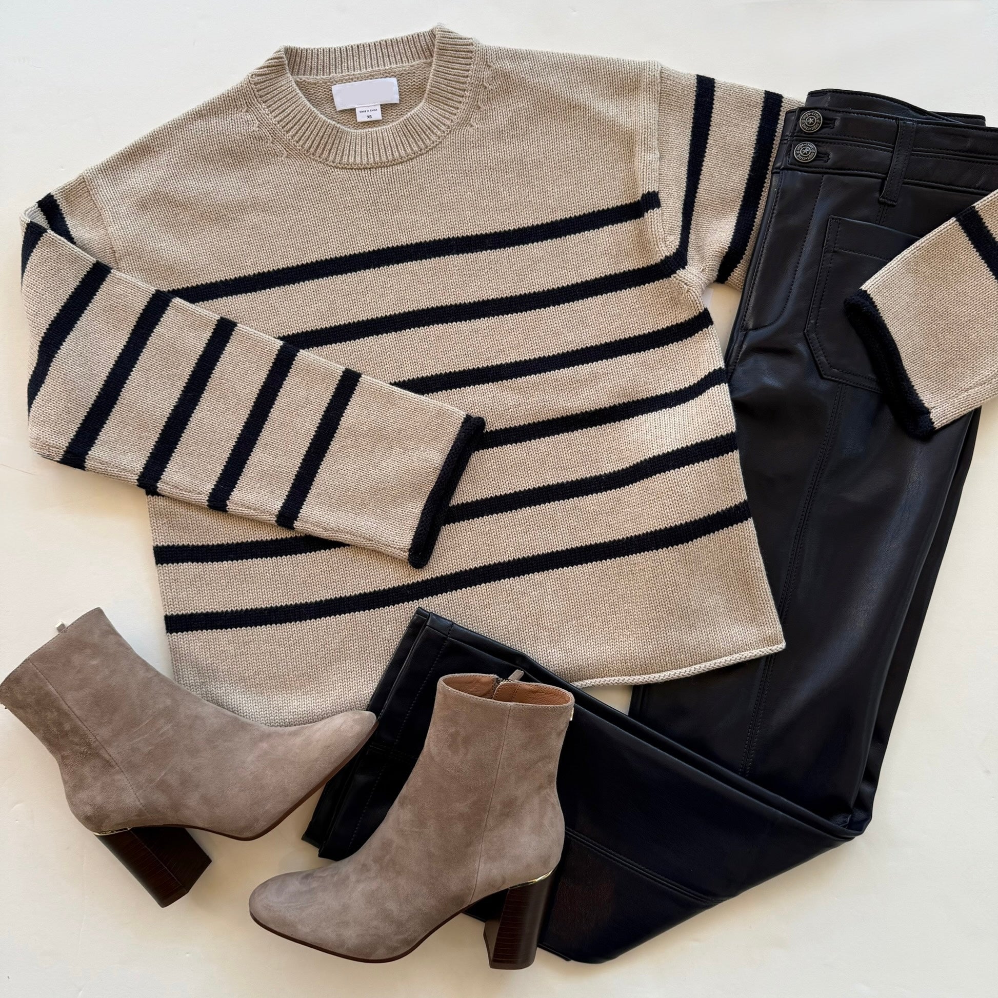 Velucia Tan Stripe Sweater