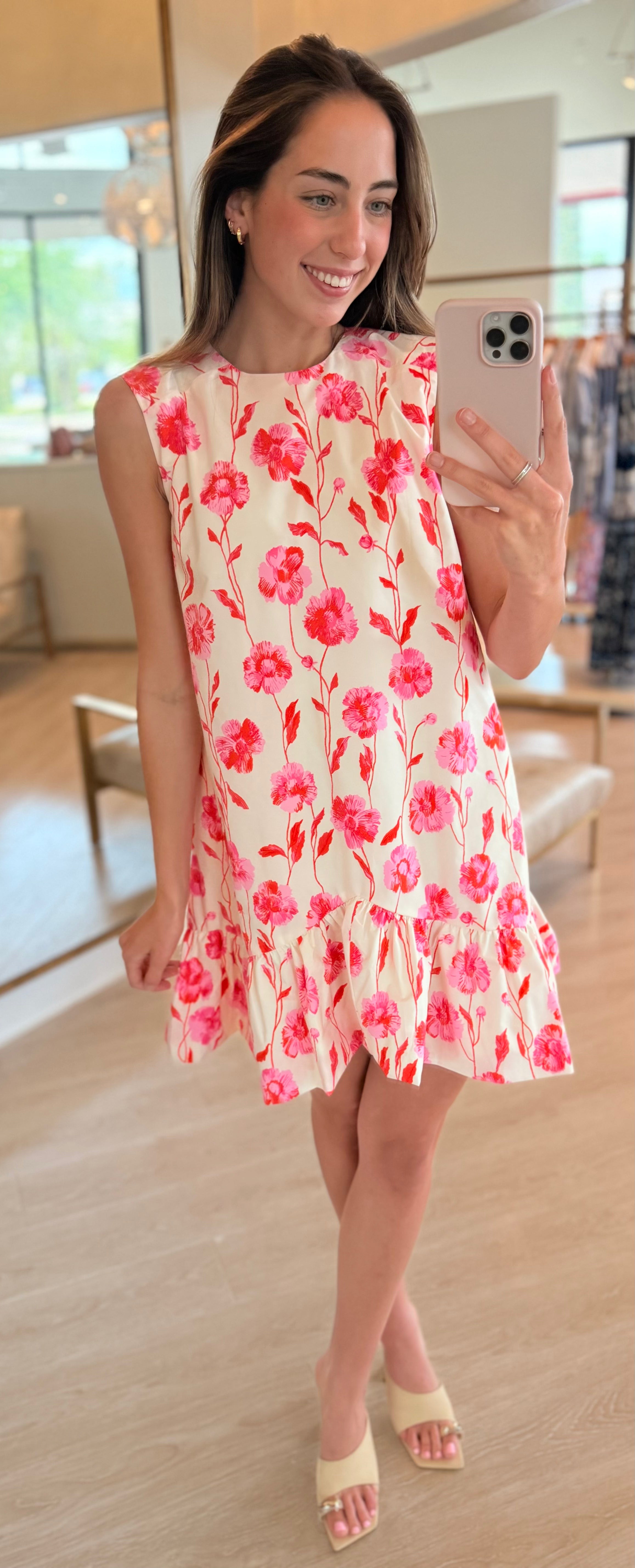Eshibernate Floral Ruffle Mini Dress