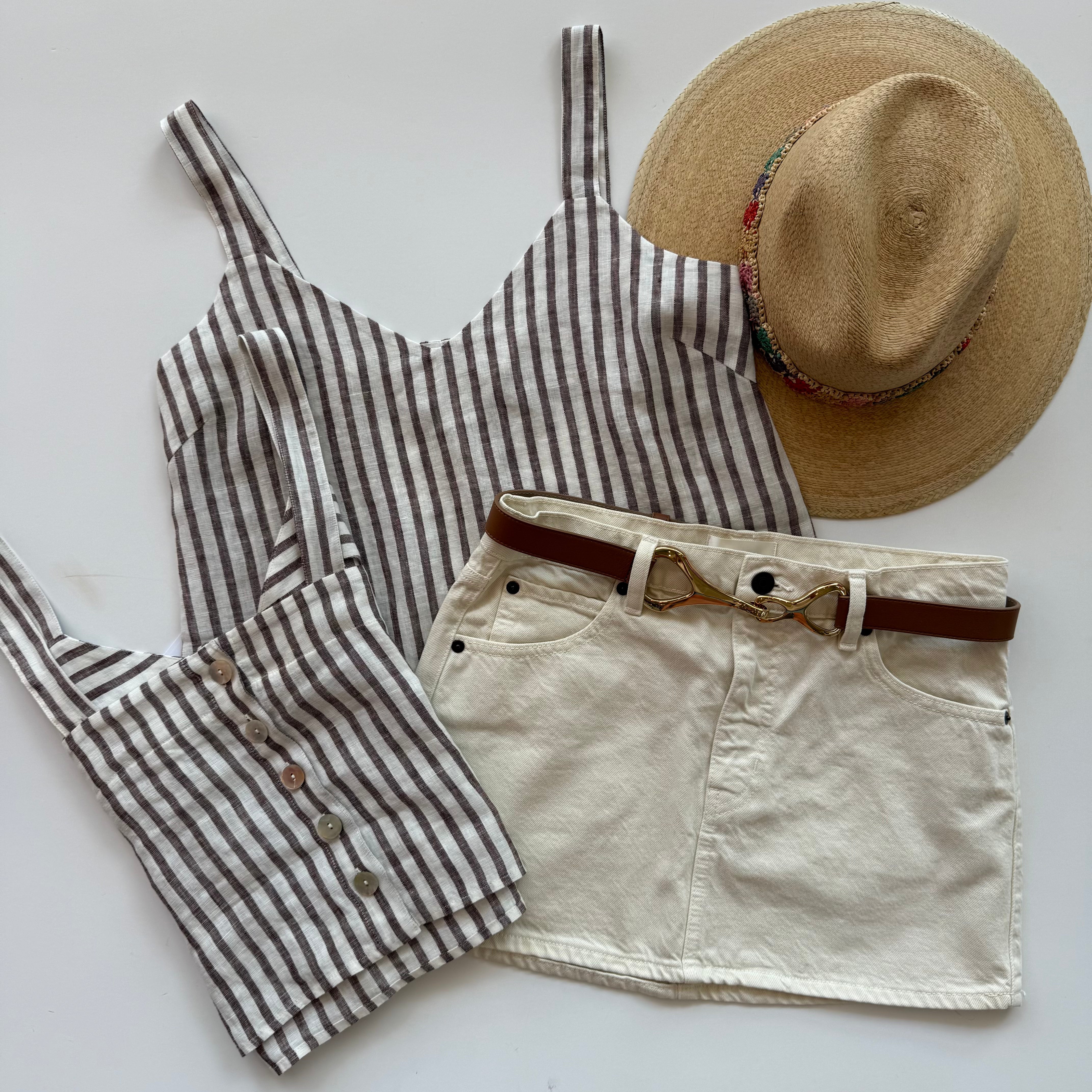 Na21404 Praline Stripe Linen Tank