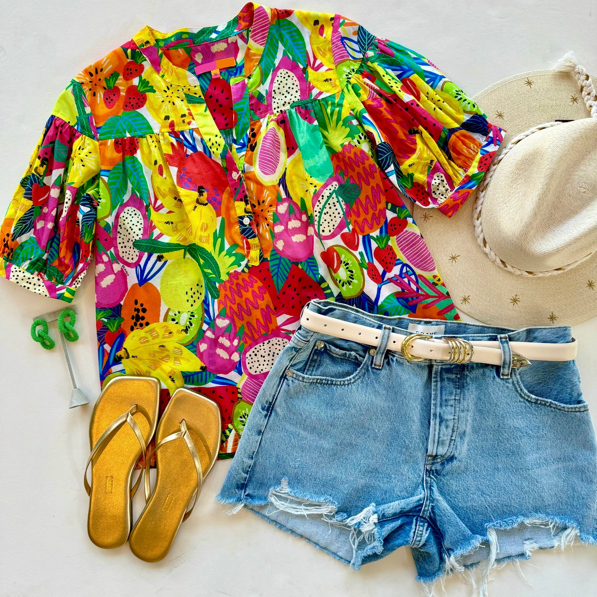 Vi32383 Villagallo Printed Fruit Blouse
