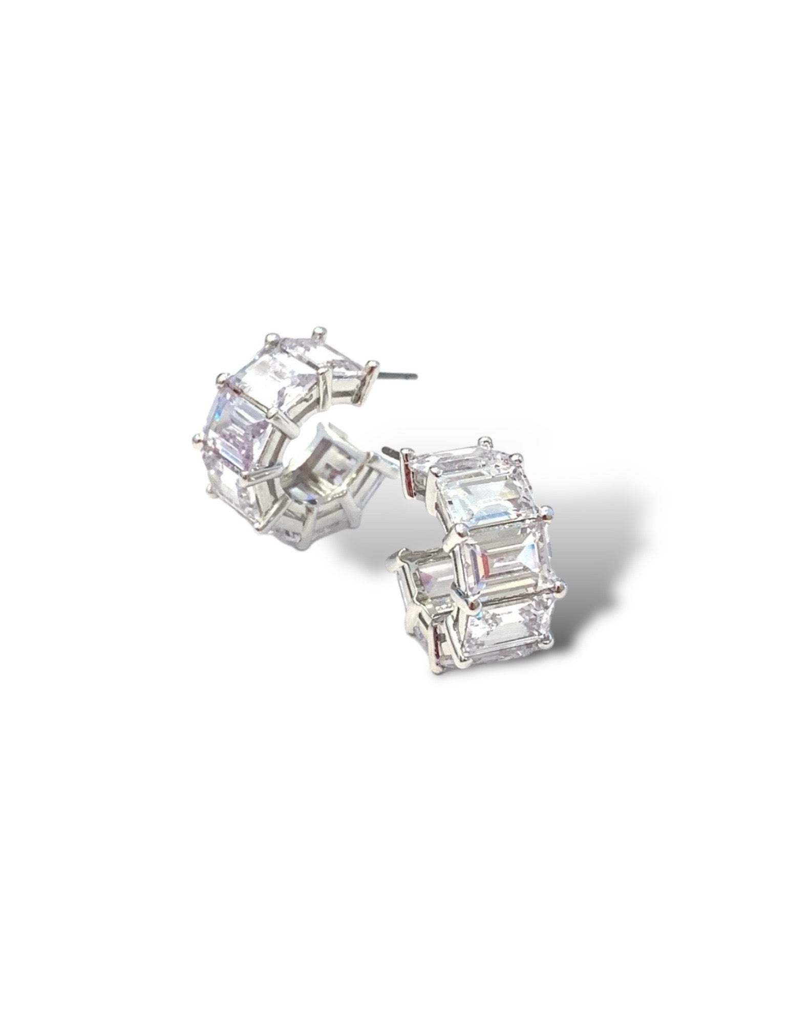 Joey Baguette Hoop - White Gold