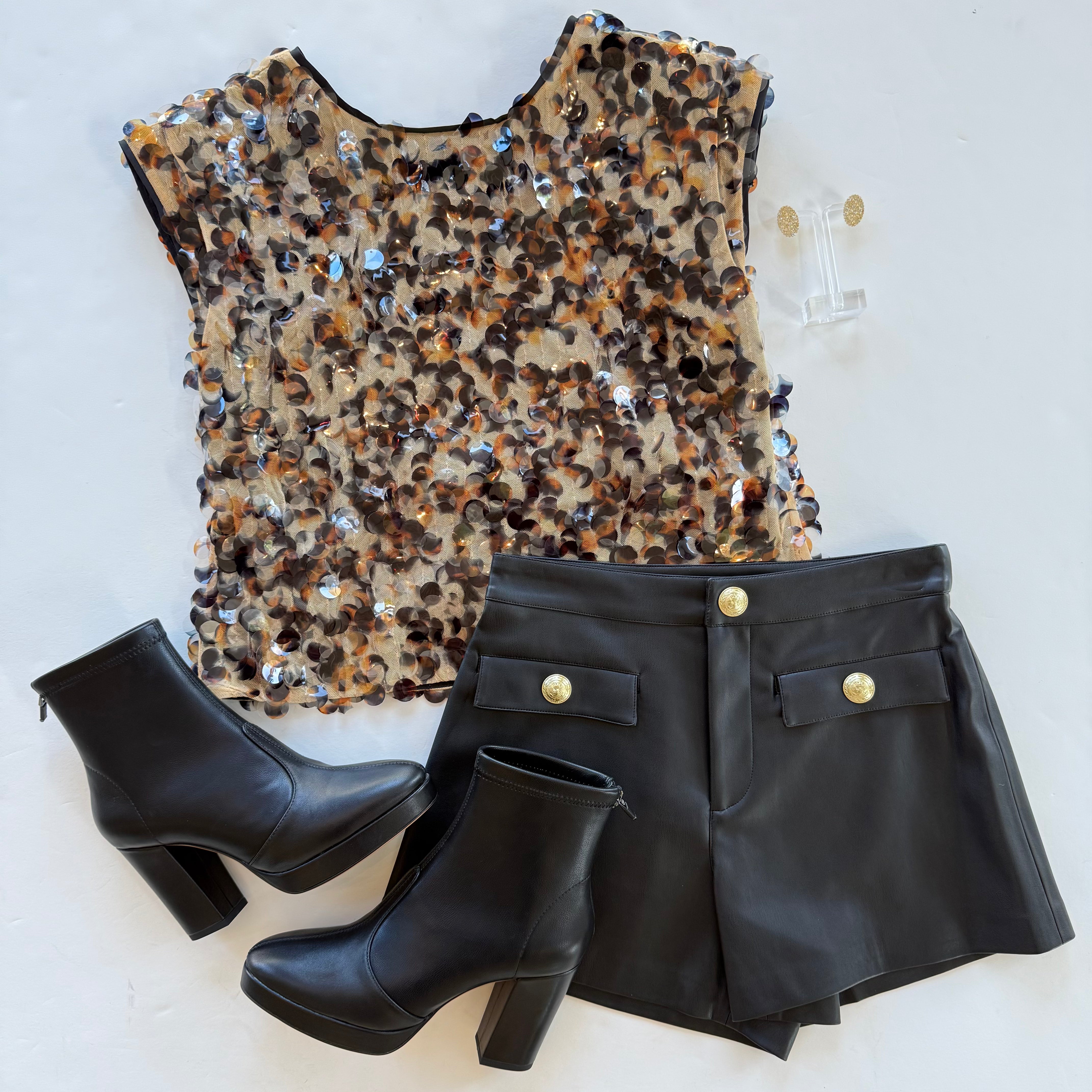 Em539 Tortoise Sequin Top