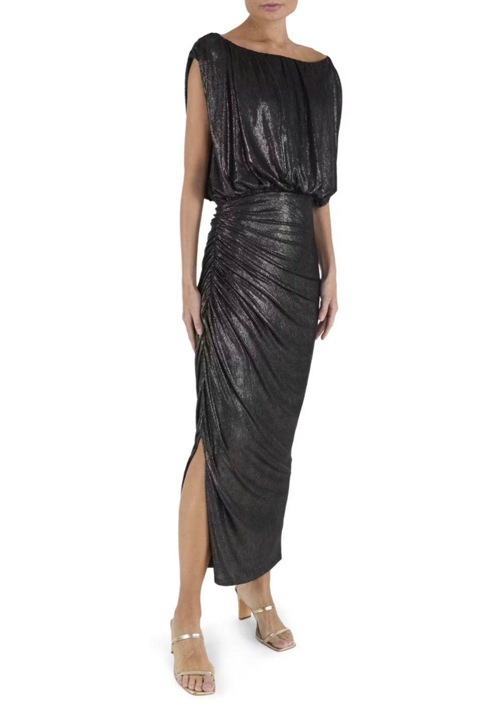 Raa3082 Metallic Midi Dress