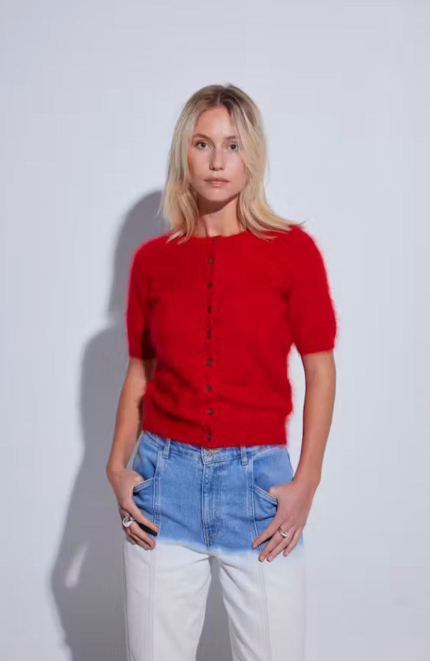 Co024 Red Short Sleeve Cardigan