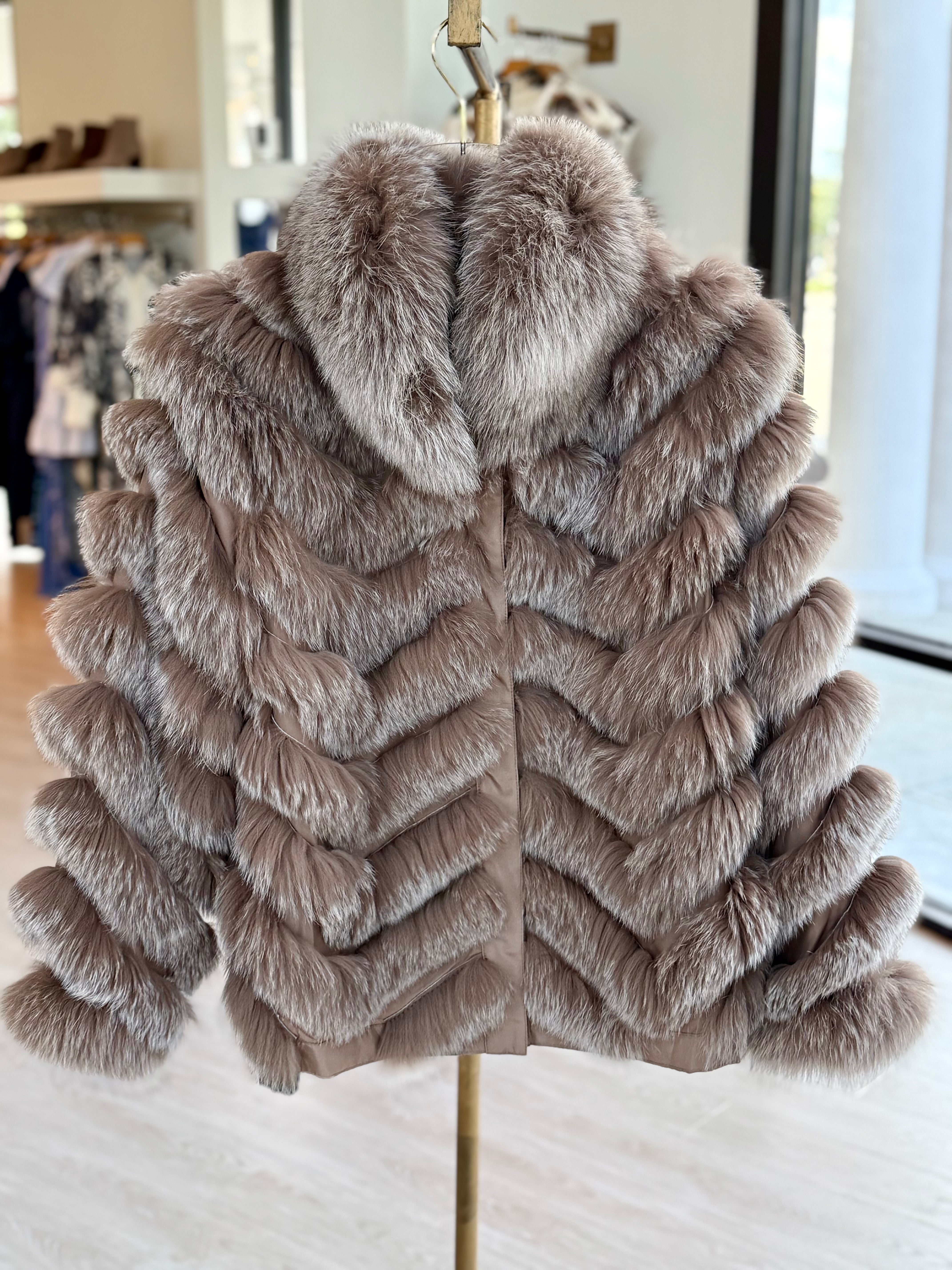 Di3340 Reversible Fur Jacket - Latte