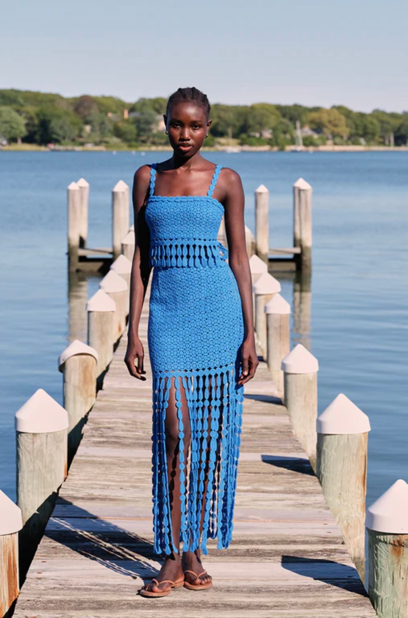 Sa2312 SET - Blue Fringe Skirt Set