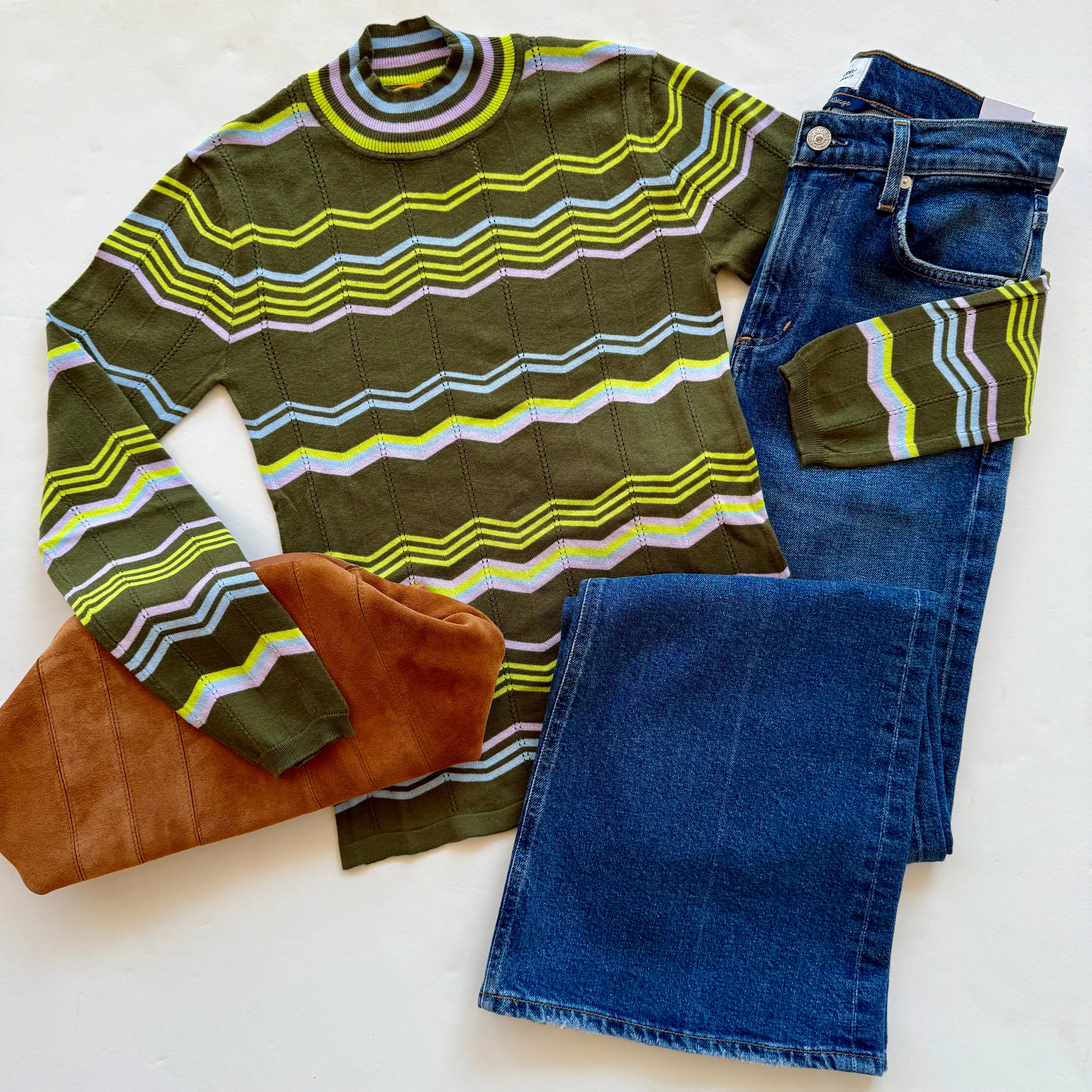 Br8079 Green Stripe Sweater