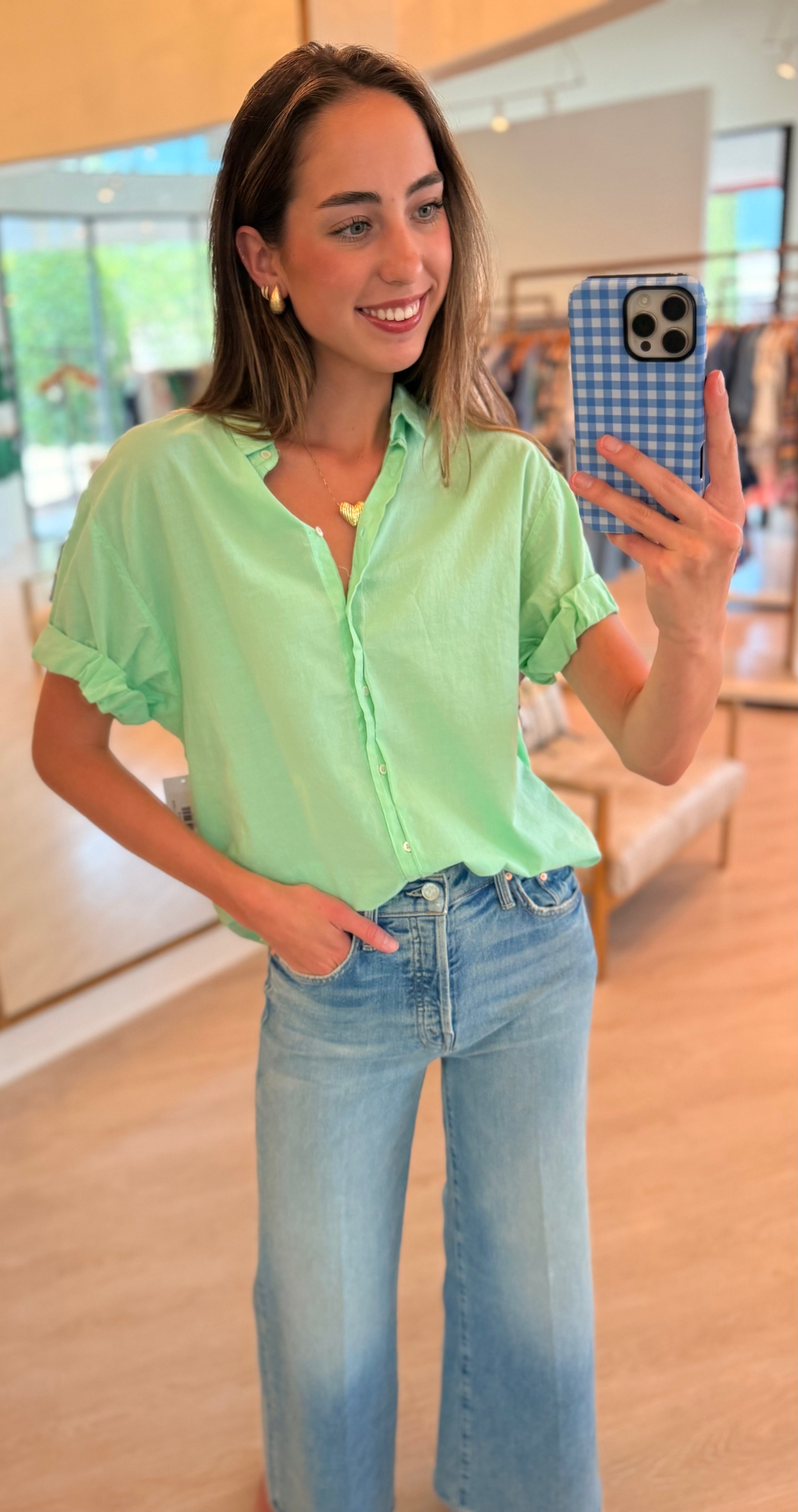 Xix5ctp Mint Poplin Top