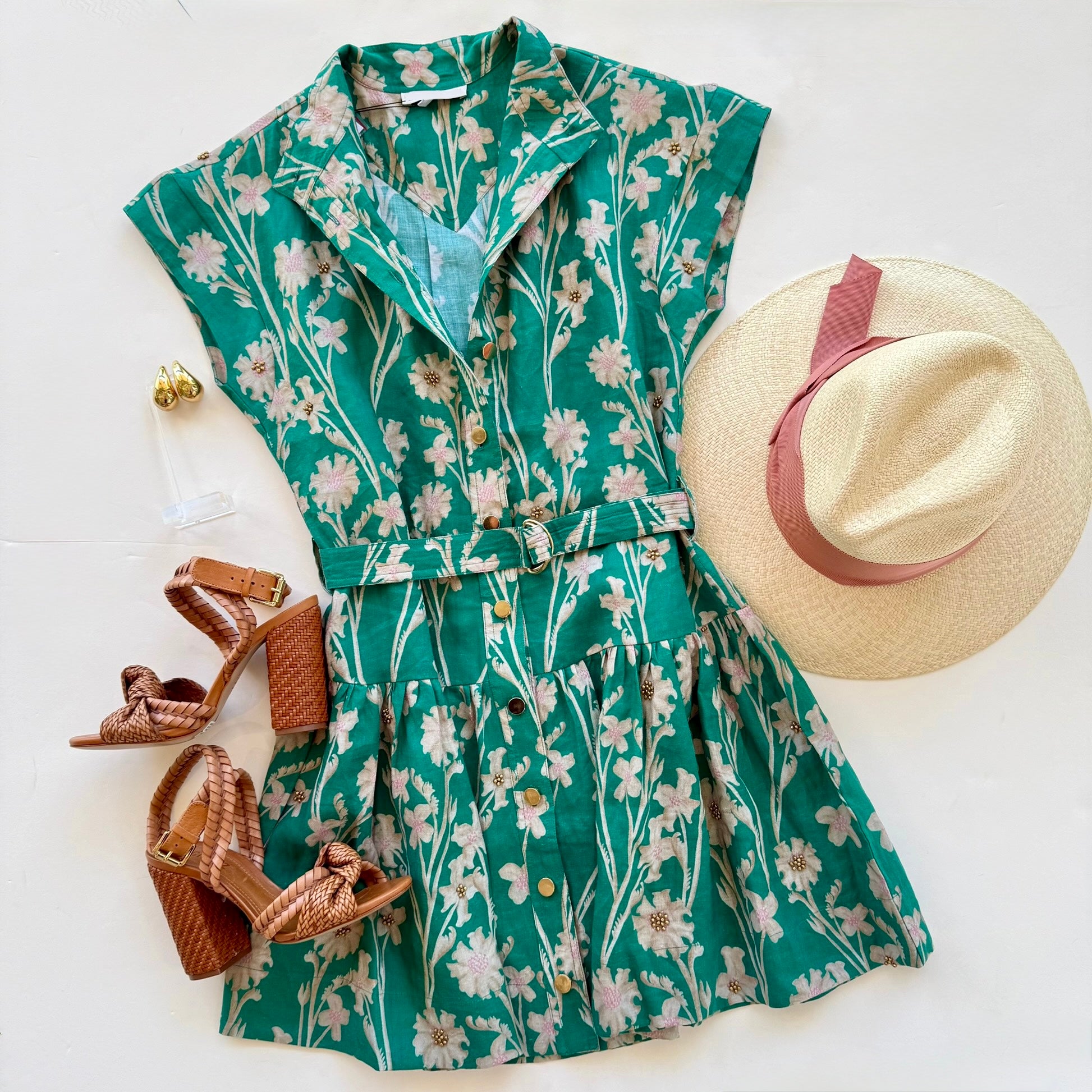 Ka3393 Green Garden Embroidered Dress