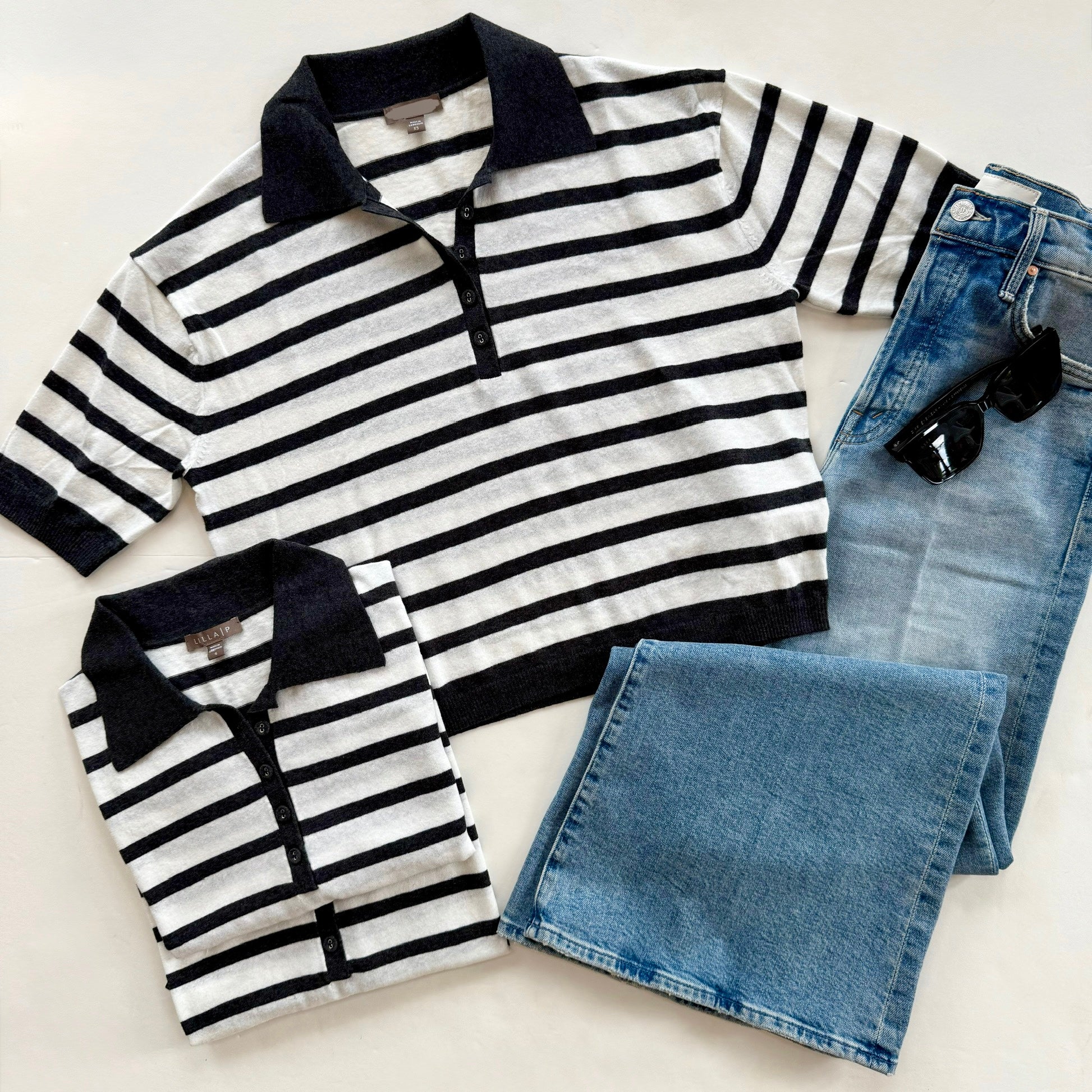 Lipa3033 Stripe Polo Sweater