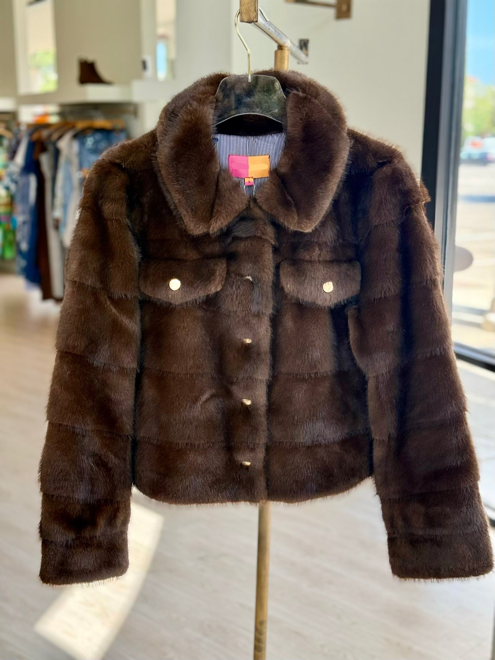 Vi33763 Brown Faux Jacket
