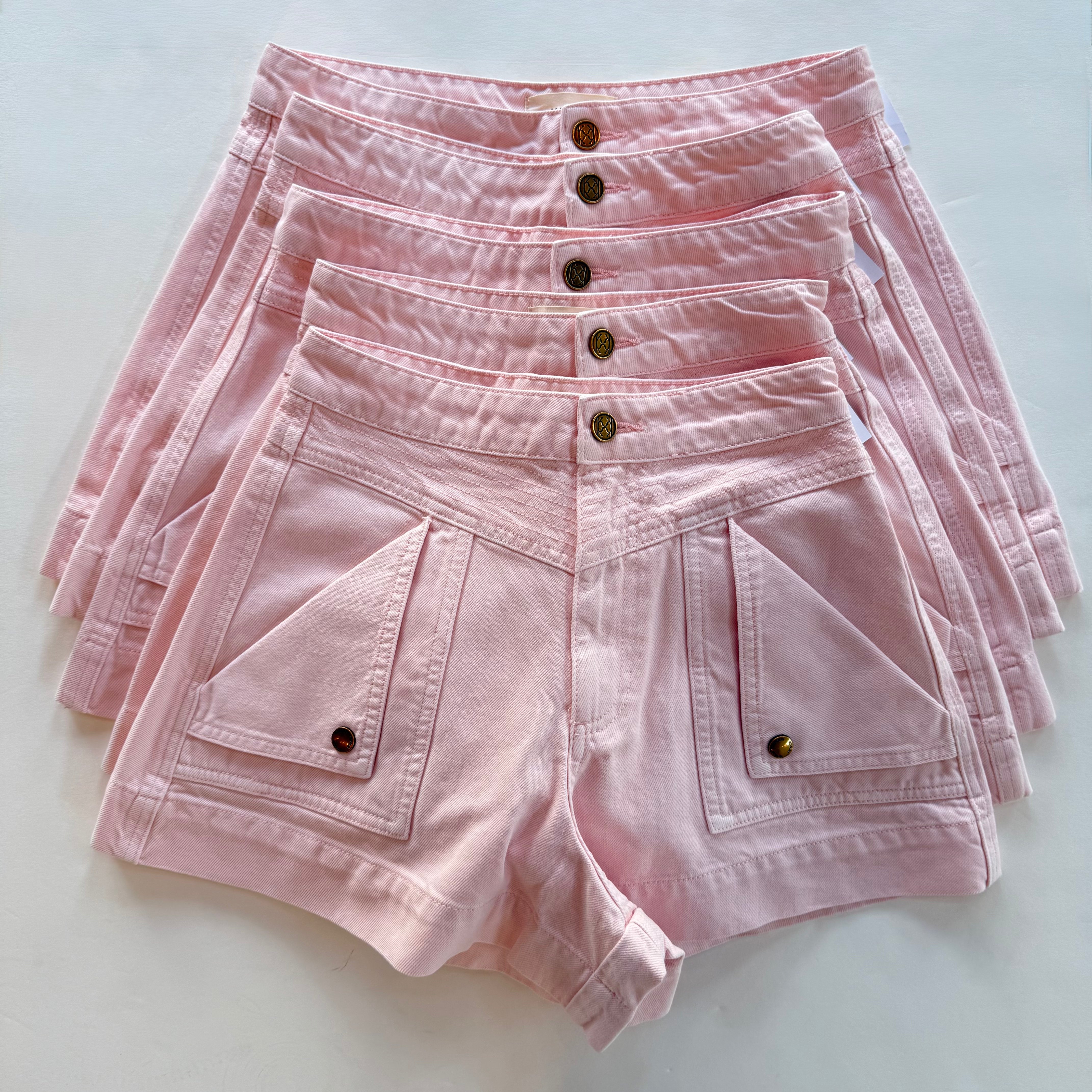 Kim01 Pink Denim Shorts