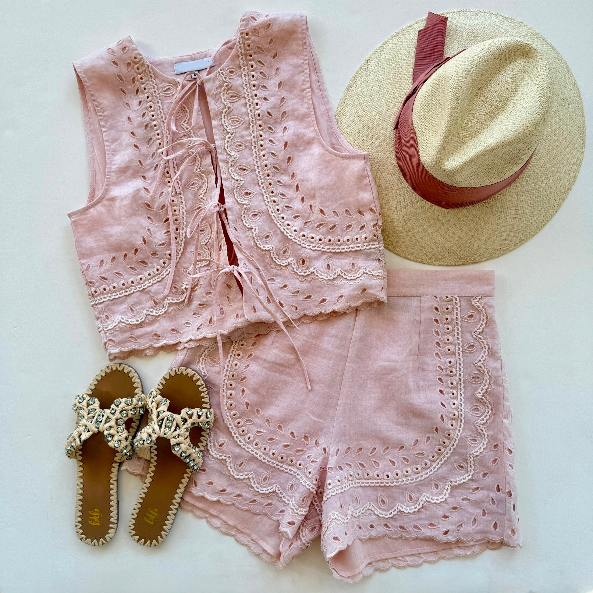 Ka2161 Karina Grimaldi Blush Embroidered Shorts