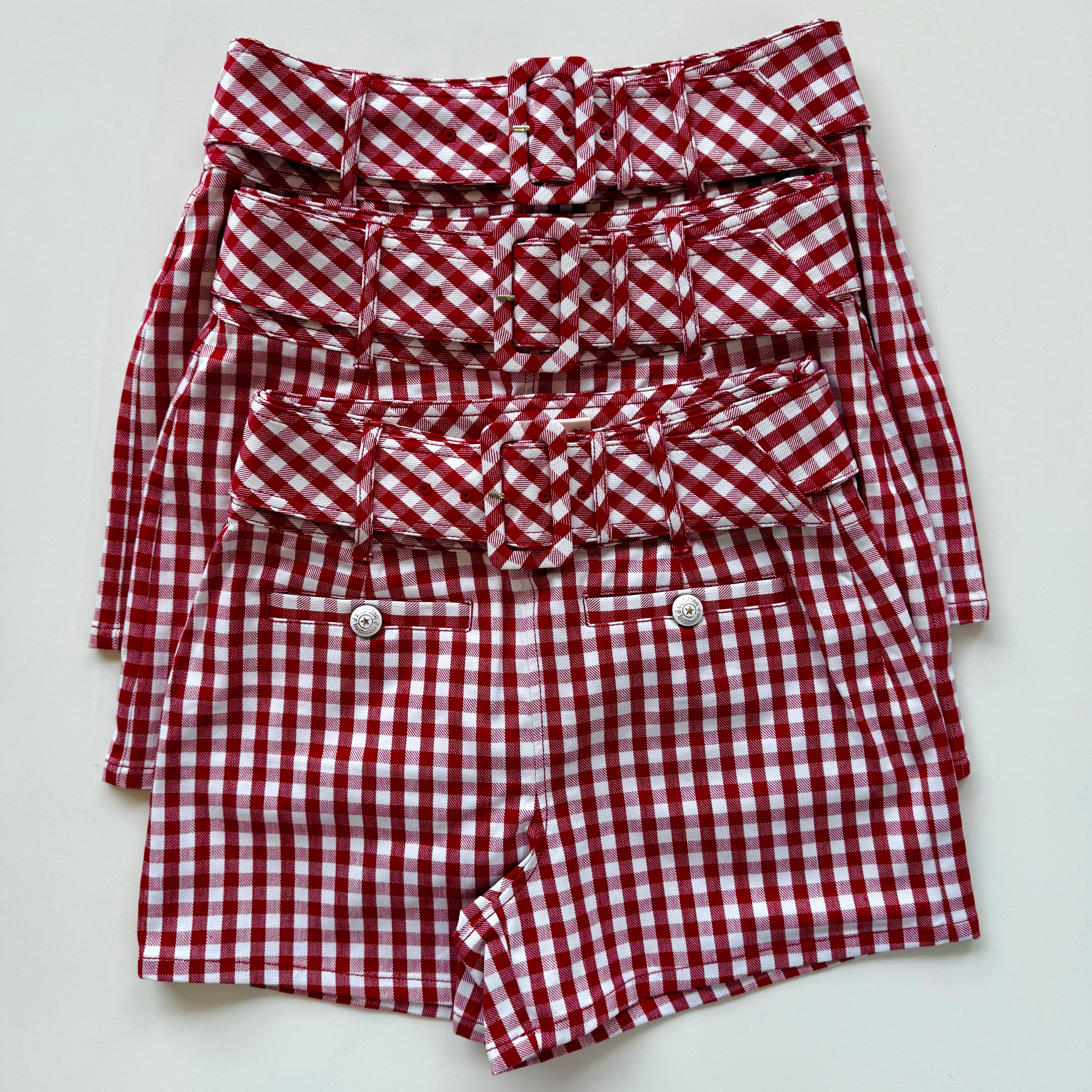 Ci109611 Red Gingham Shorts