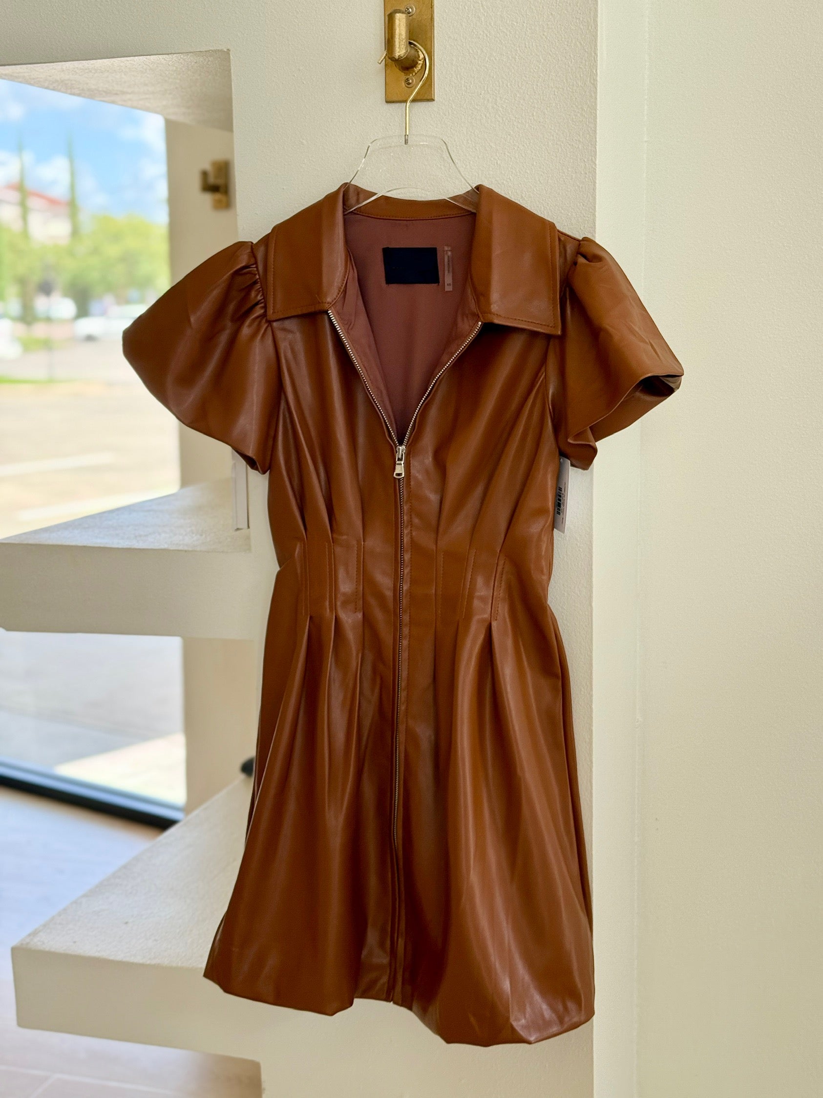 Do75887 Zip Bubble Dress - Brown