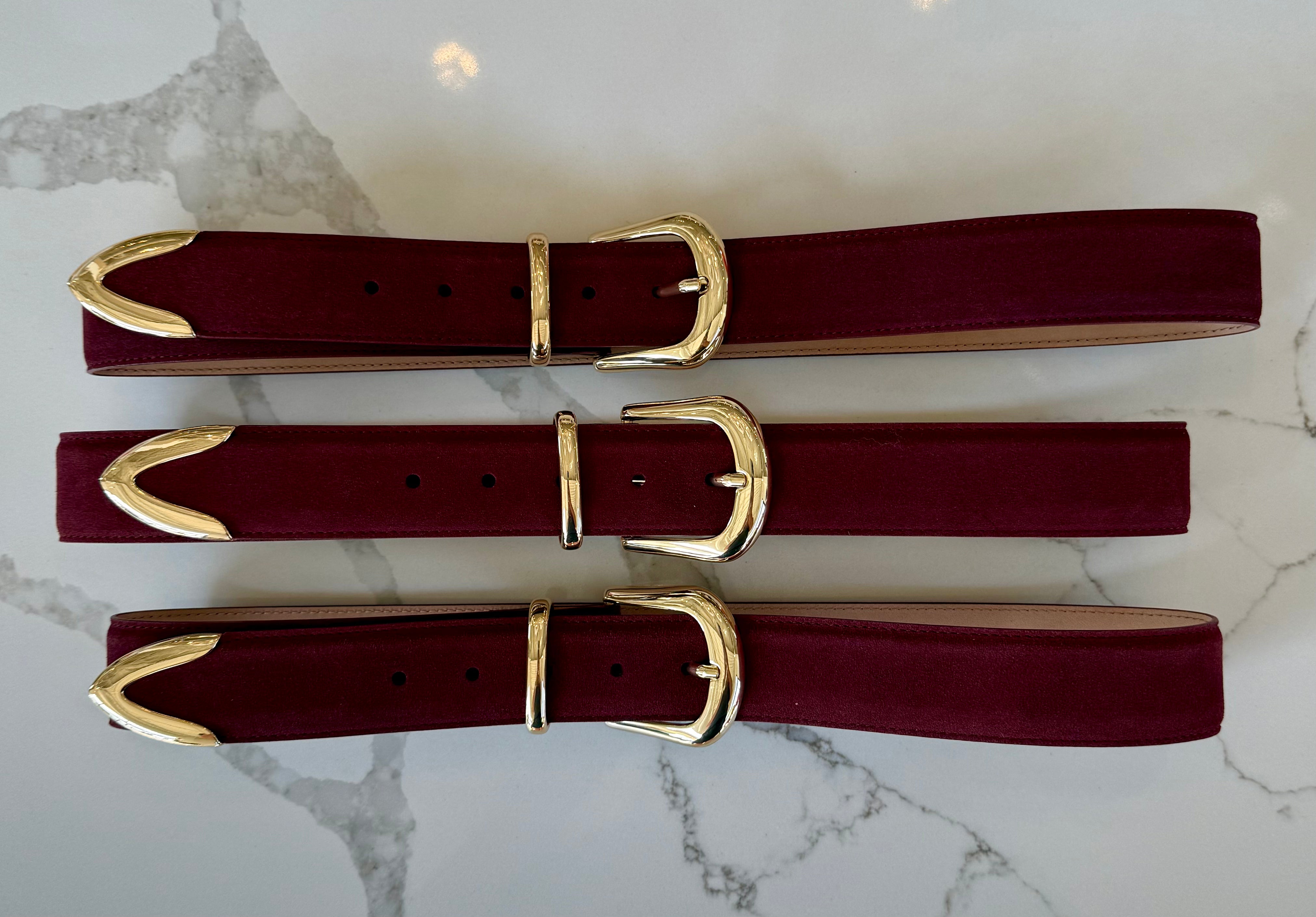 Bebh857 Marc Suede Belt - Burgundy