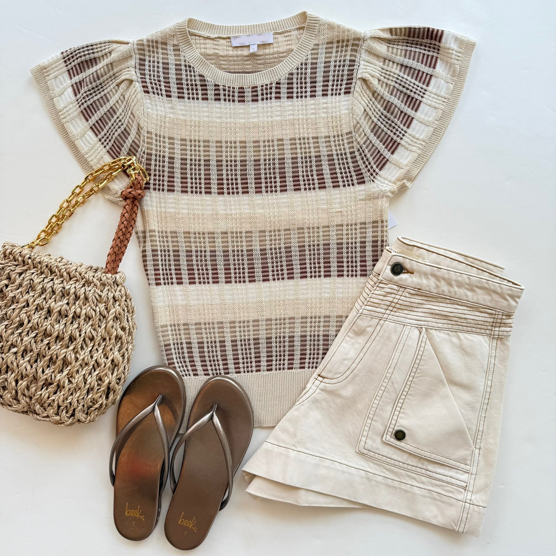 Raa7005 Ivory Stripe Top
