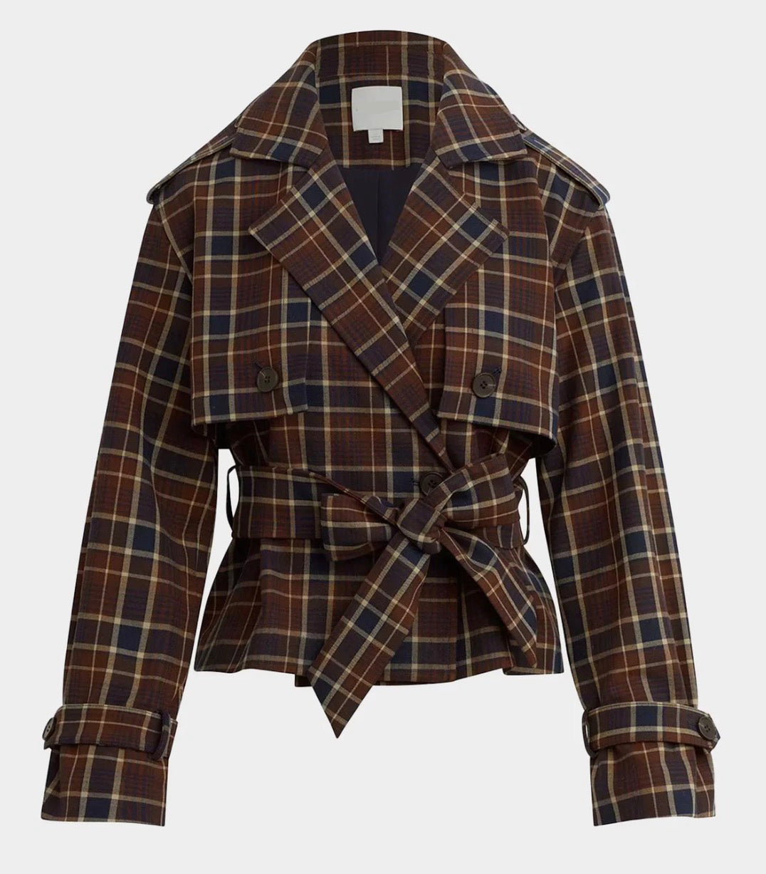 Fa7043 Plaid Short Trench