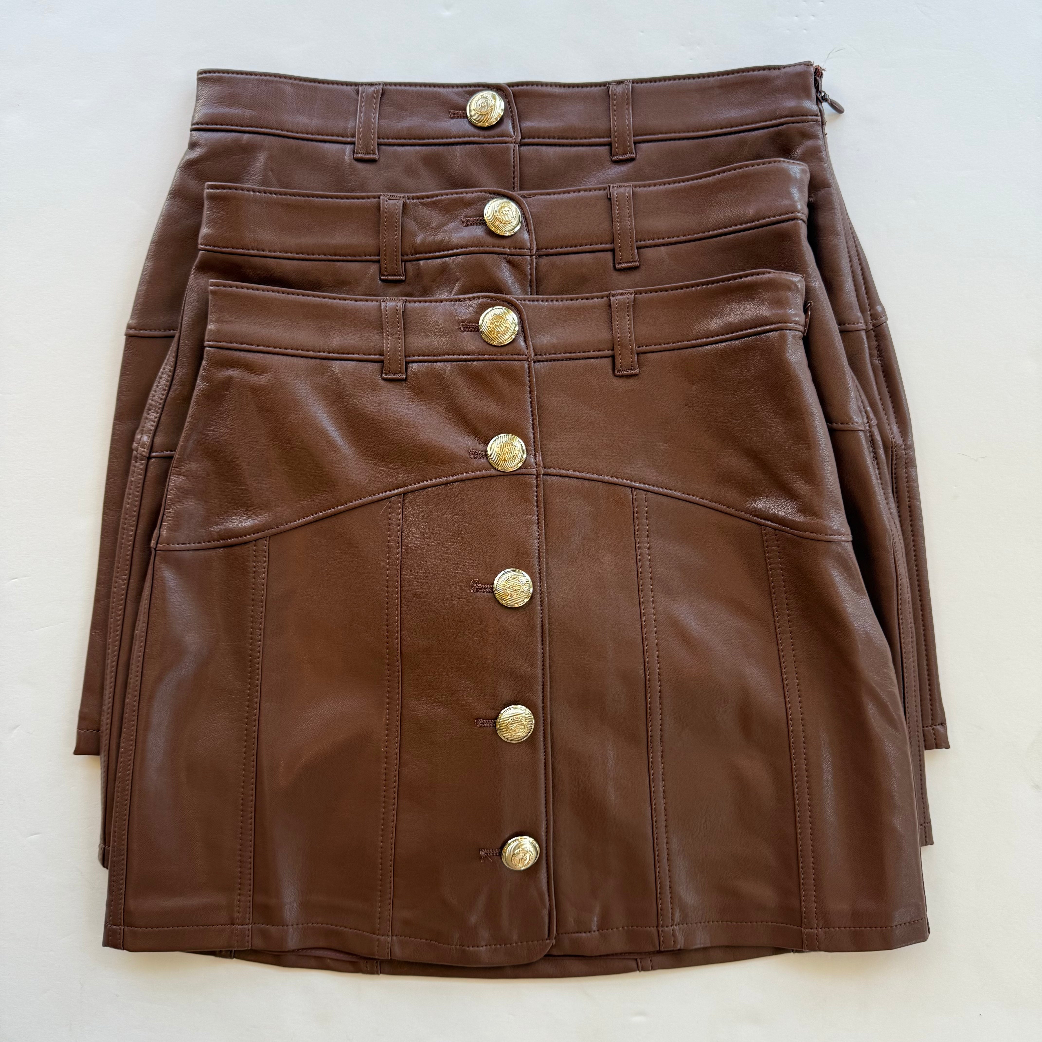 Ci434587 Brown Leather Skirt