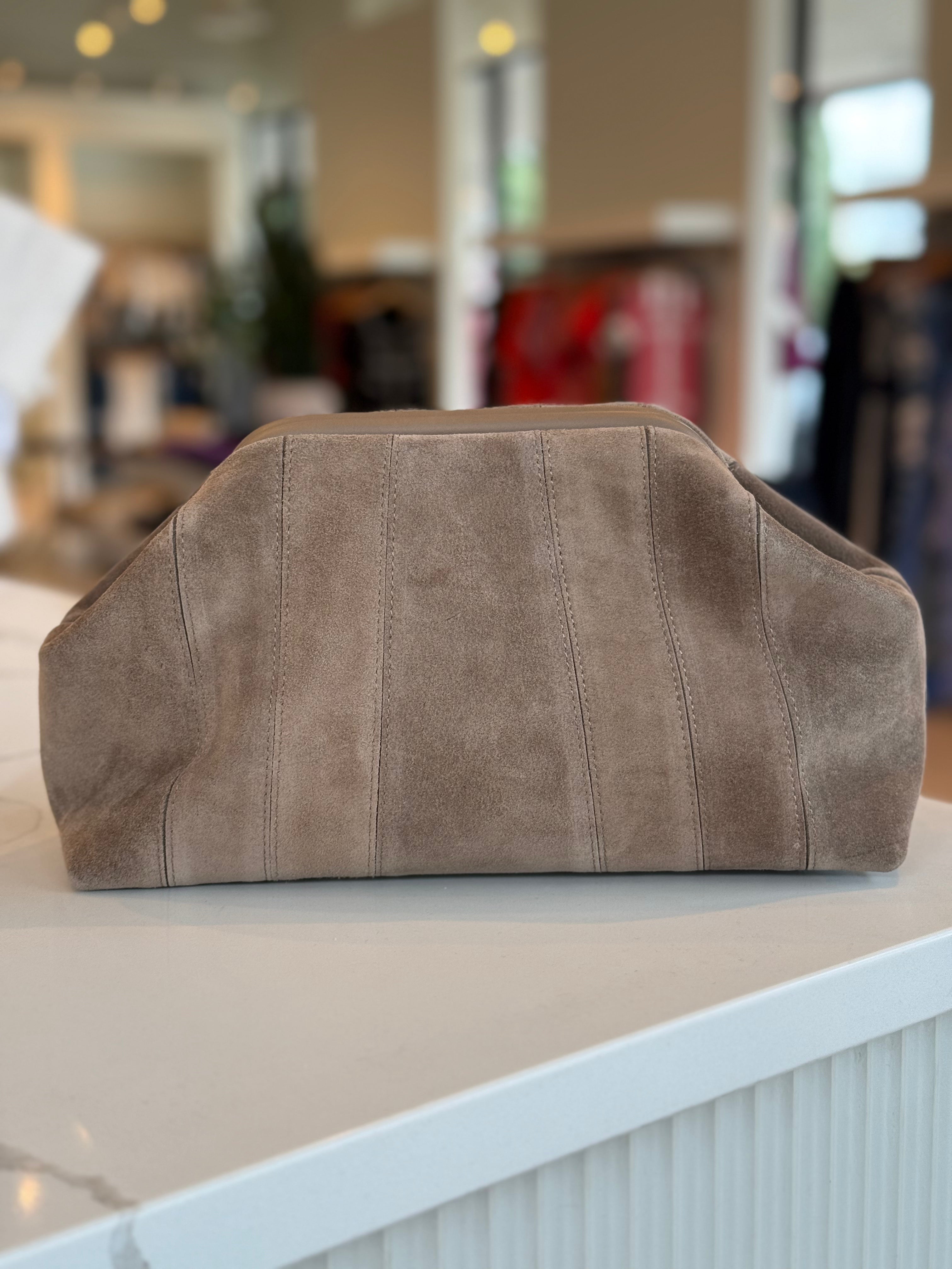 Suede Clutch - Taupe