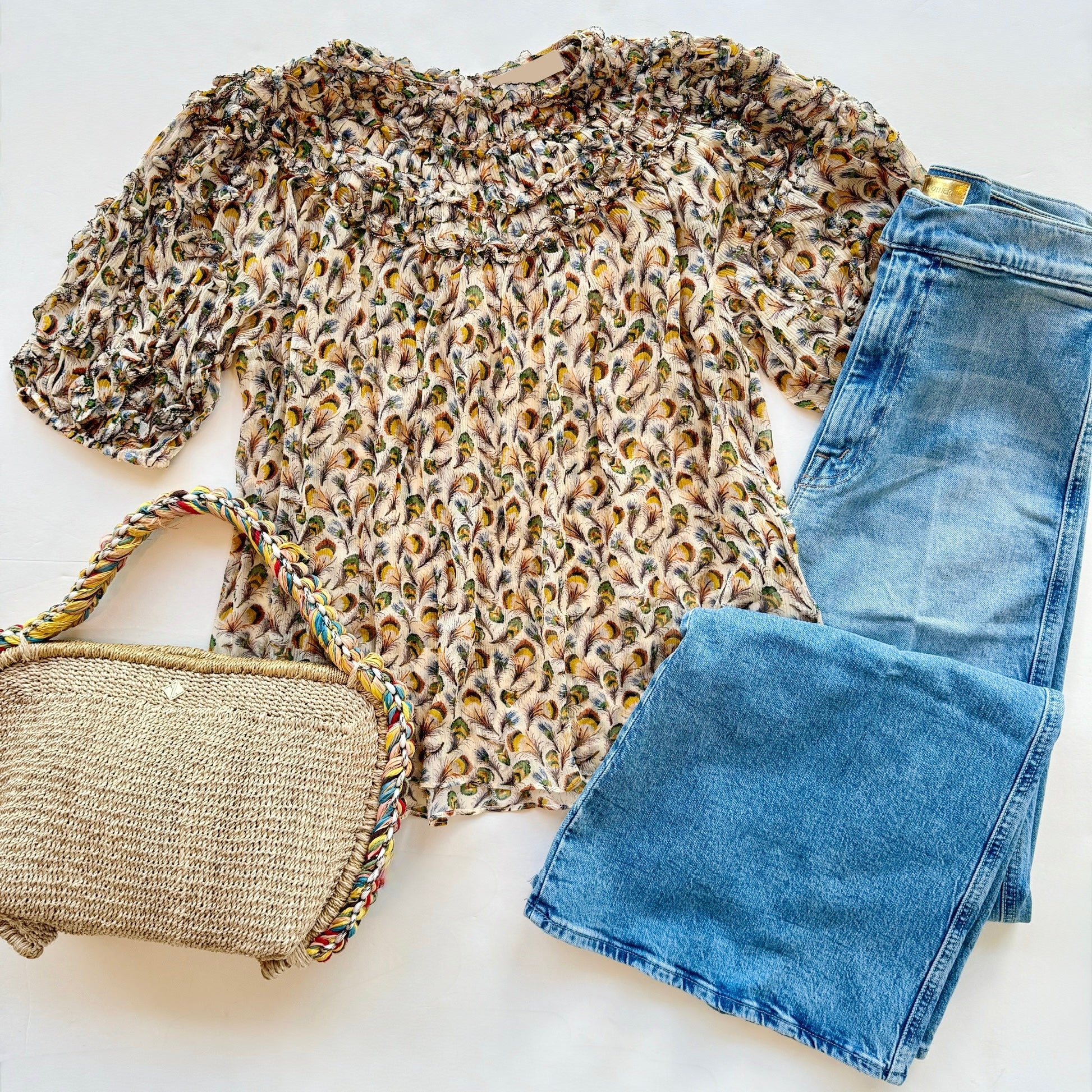 Ul0221 Smocked Feather Blouse