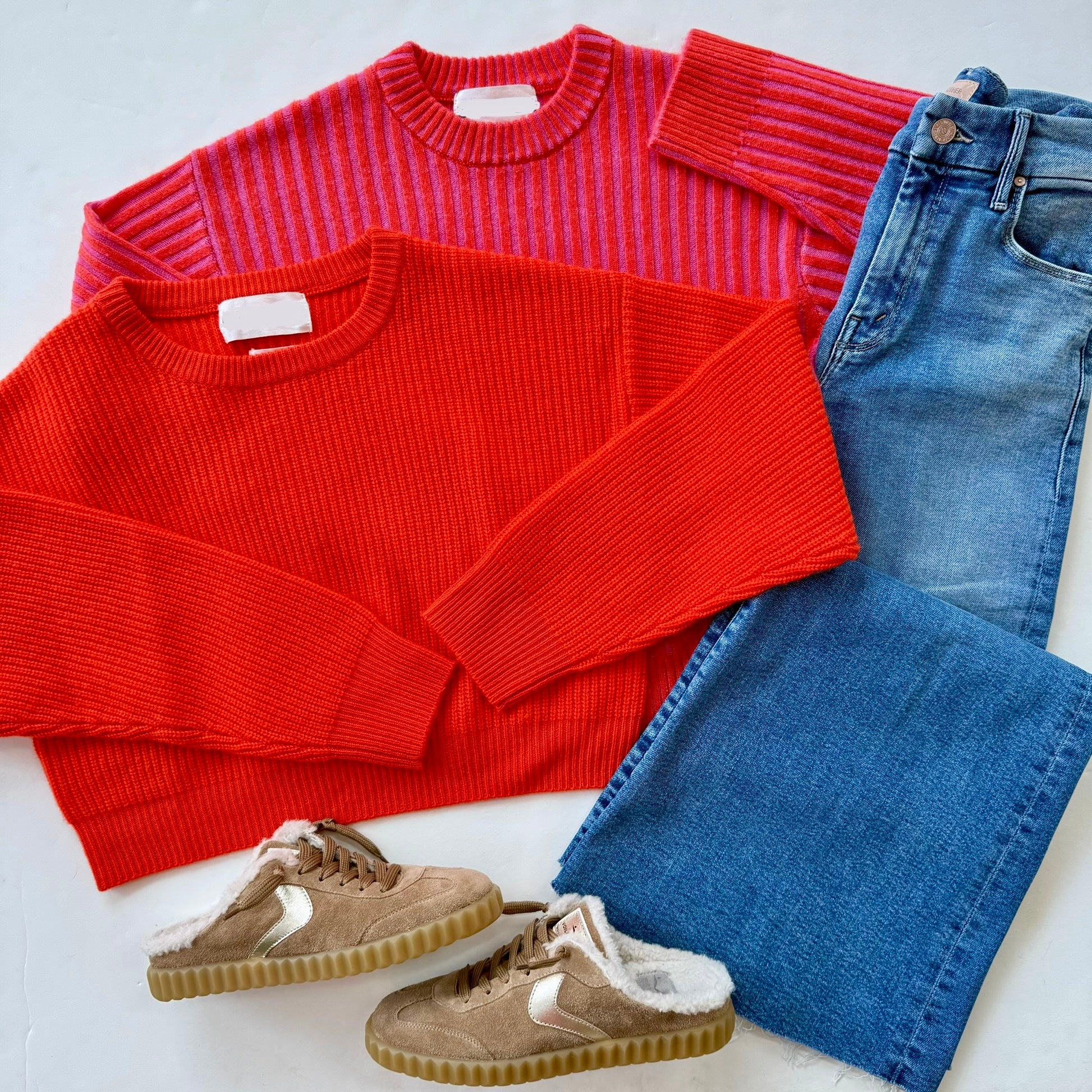 Coa256 Lava Red Crop Sweater